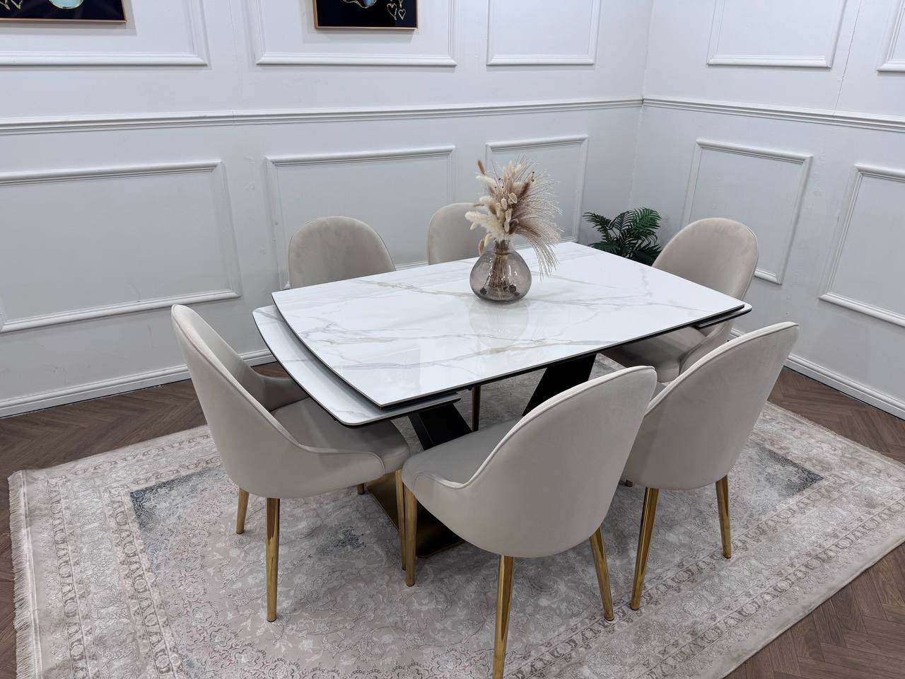 CLARA DINING TABLE SET - GOLD