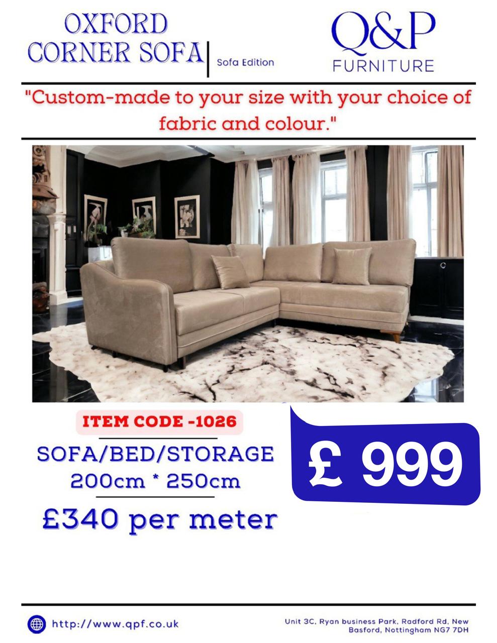 Oxford Corner Sofa Bed with Storage