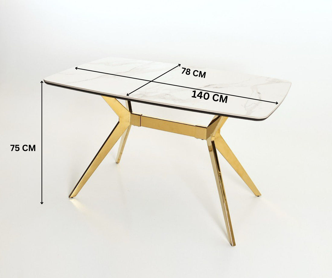 Q&P Furniture Vero Dining Set dining table with a sleek wooden surface and modern design, shown in the image.