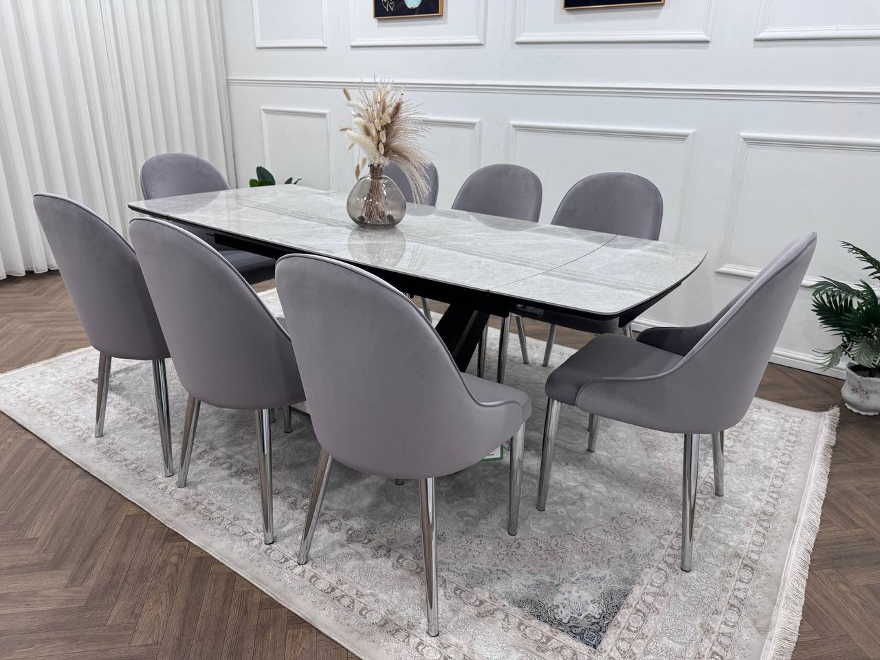 CLARA DINING TABLE SET -SILVER