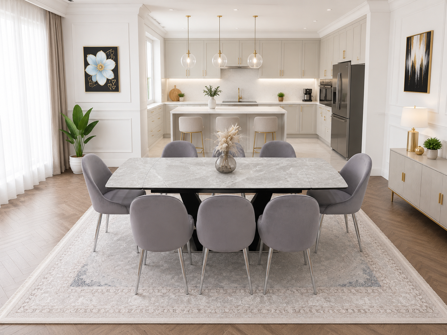 CLARA DINING TABLE SET -SILVER