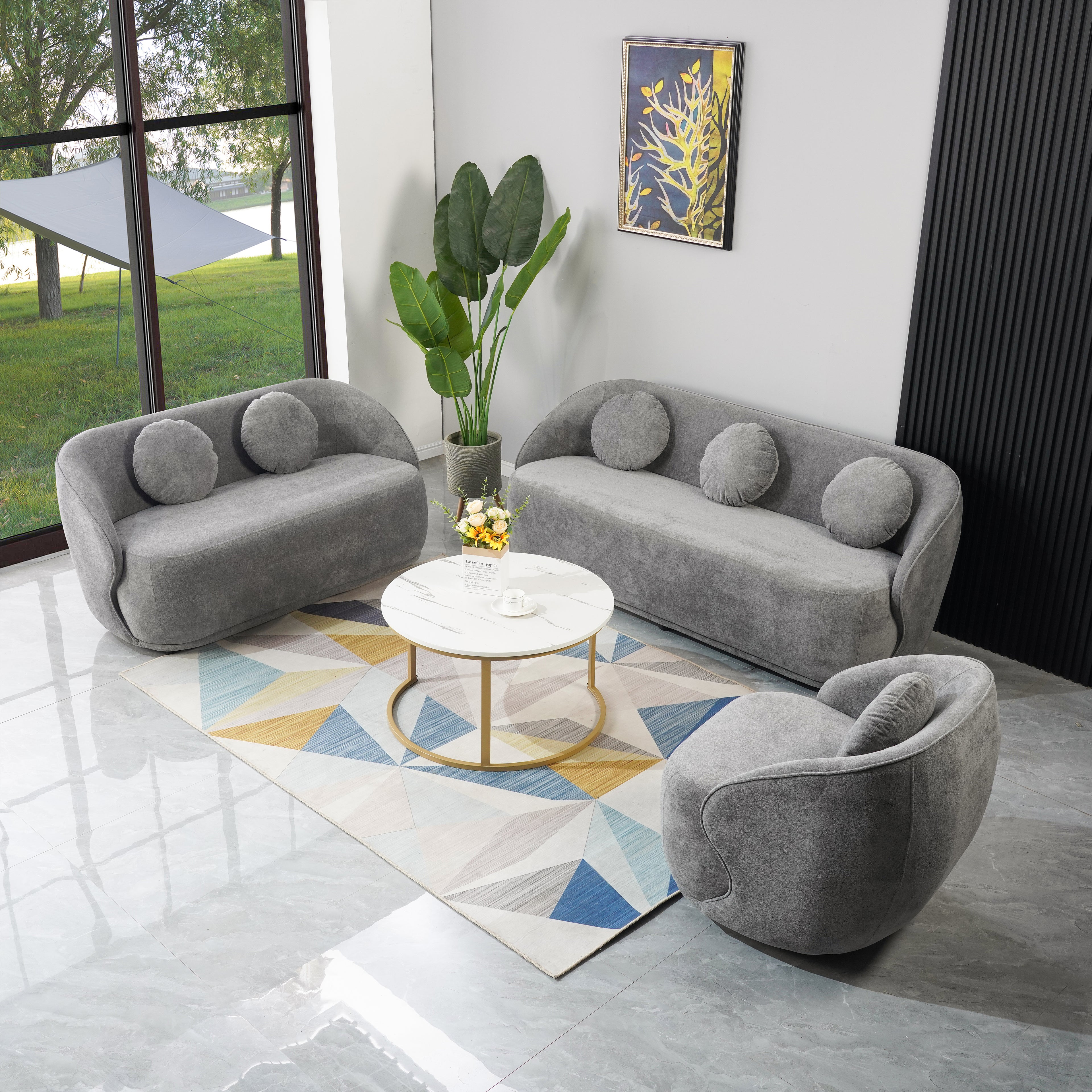 Q & P Furniture Luna Sofa Set featuring a modern sectional with plush cushions and sleek design in a stylish living room setting.