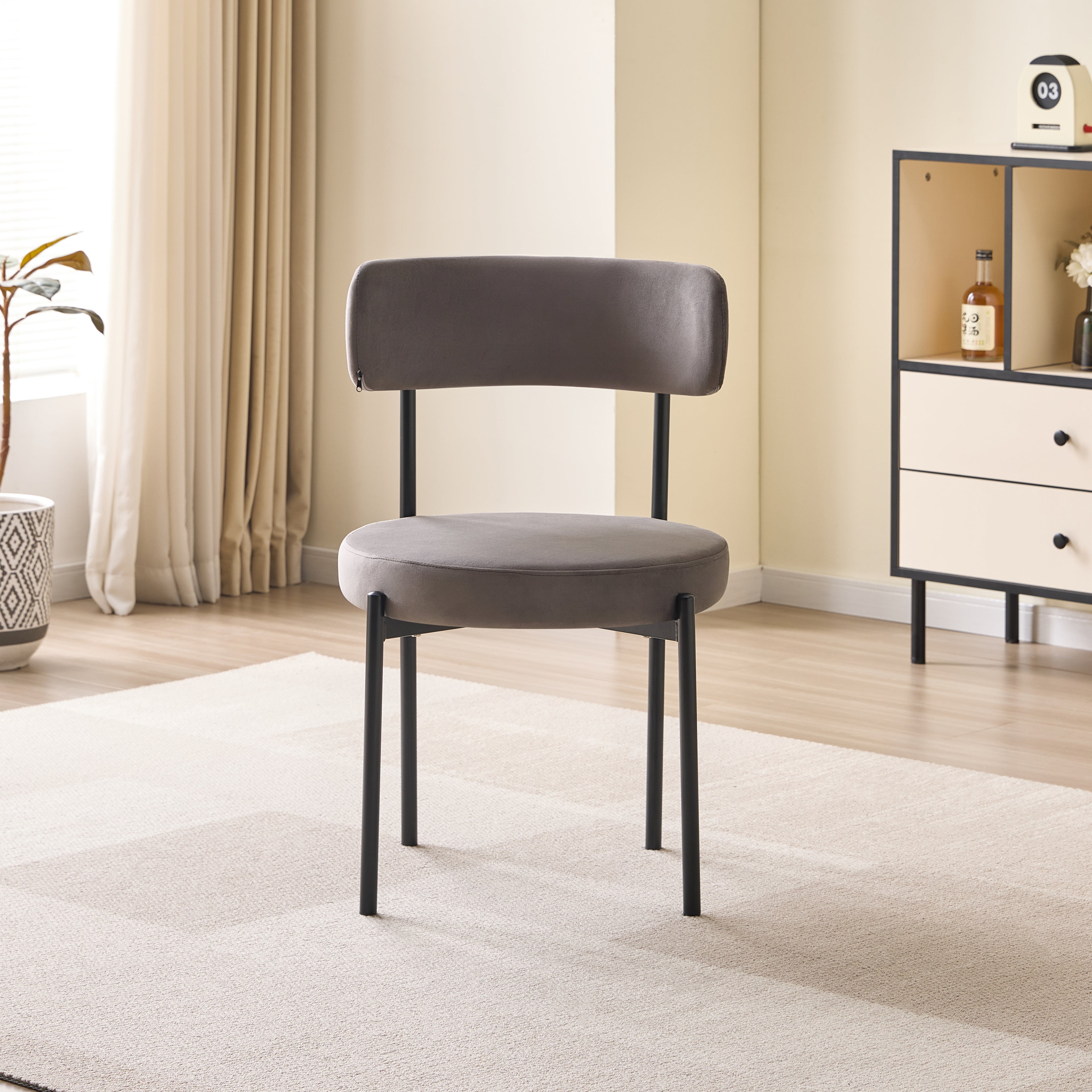 LUXE VELVET DINING SET — DARK GREY & BLACK