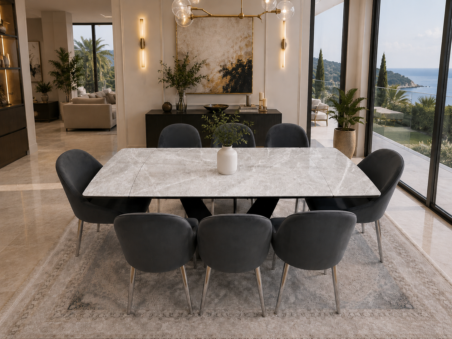 CLARA DINING TABLE SET -SILVER