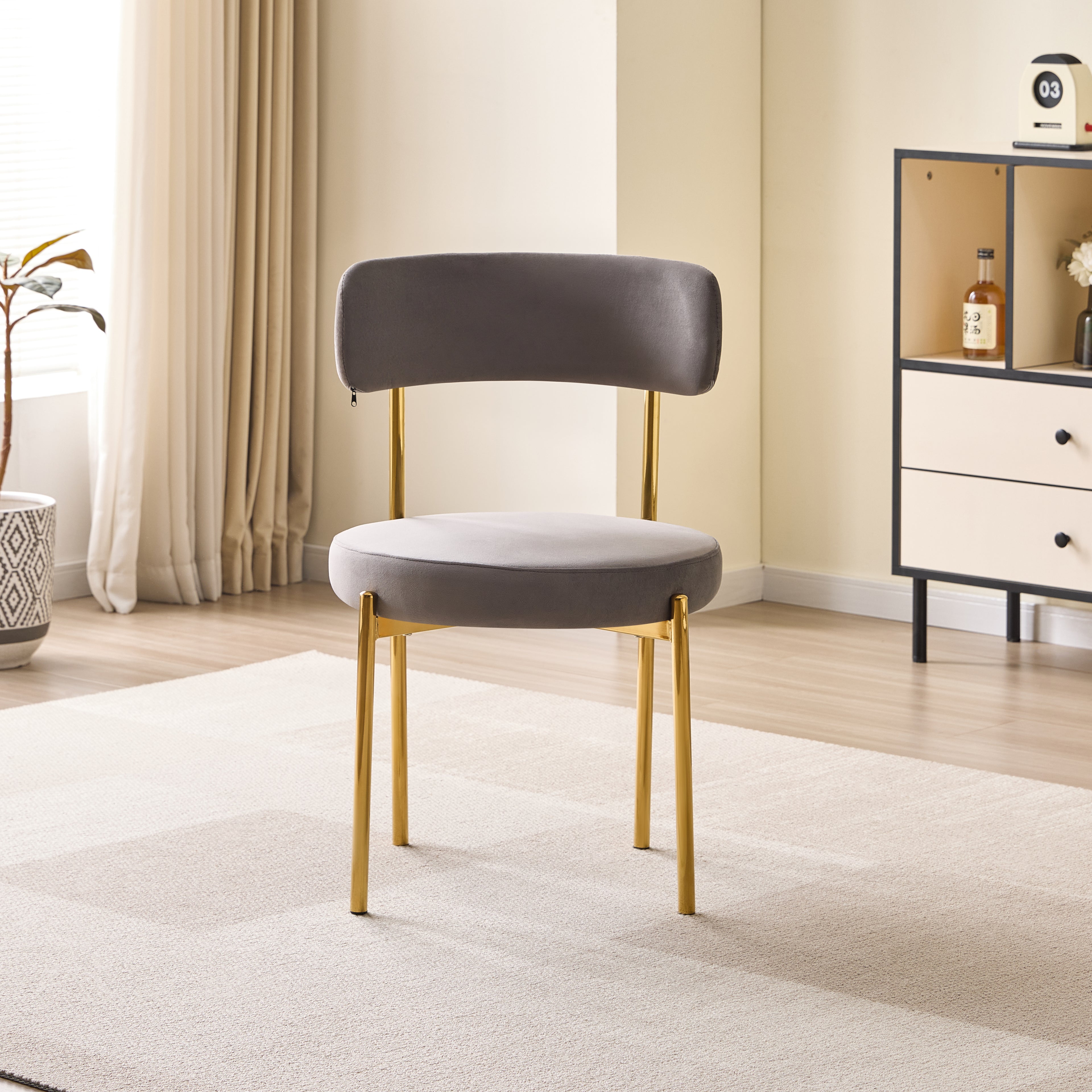 LUXE DINING SET-DARK GREY-GOLD