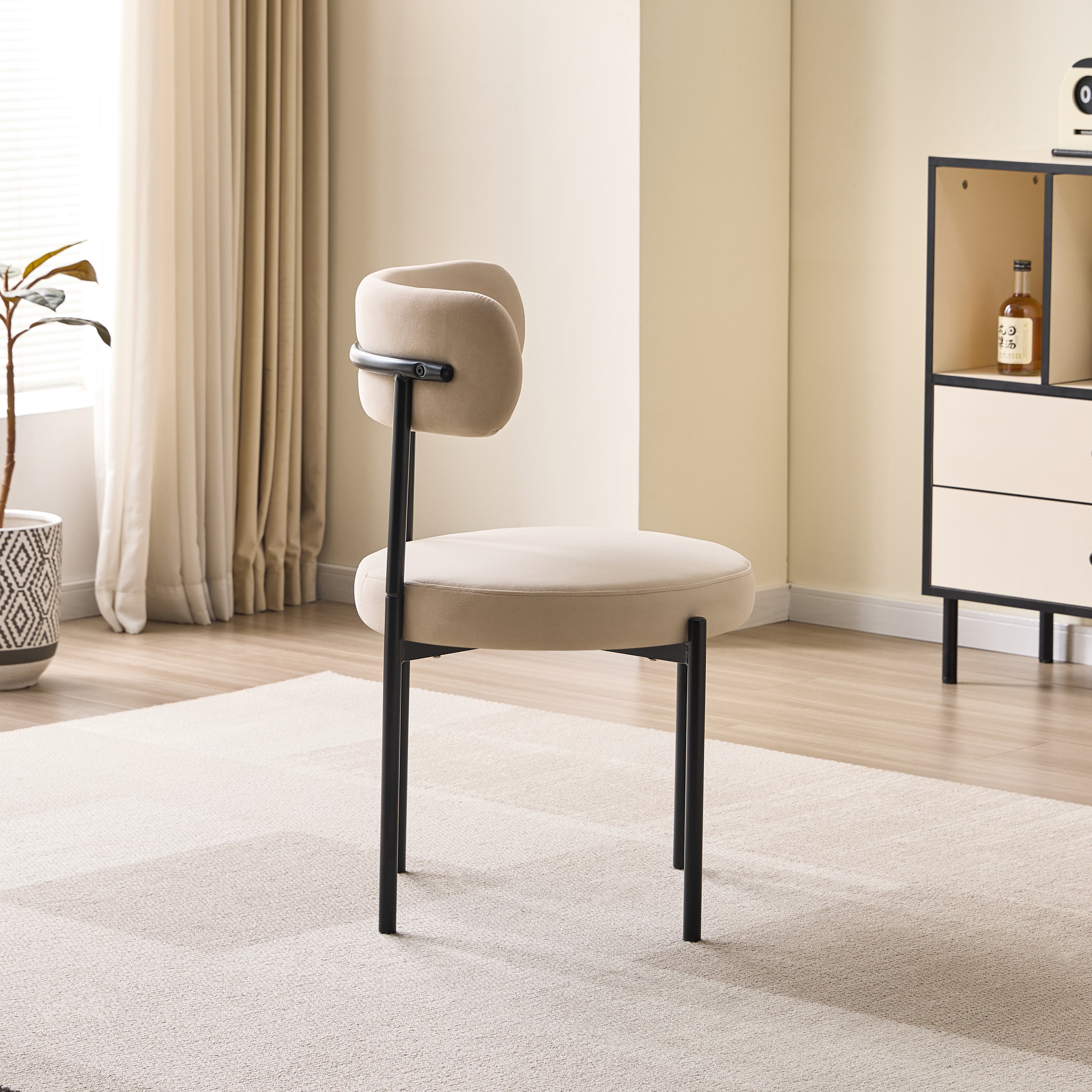 LUXE DINING CHAIR-VELVET-BEIGE-BLACK