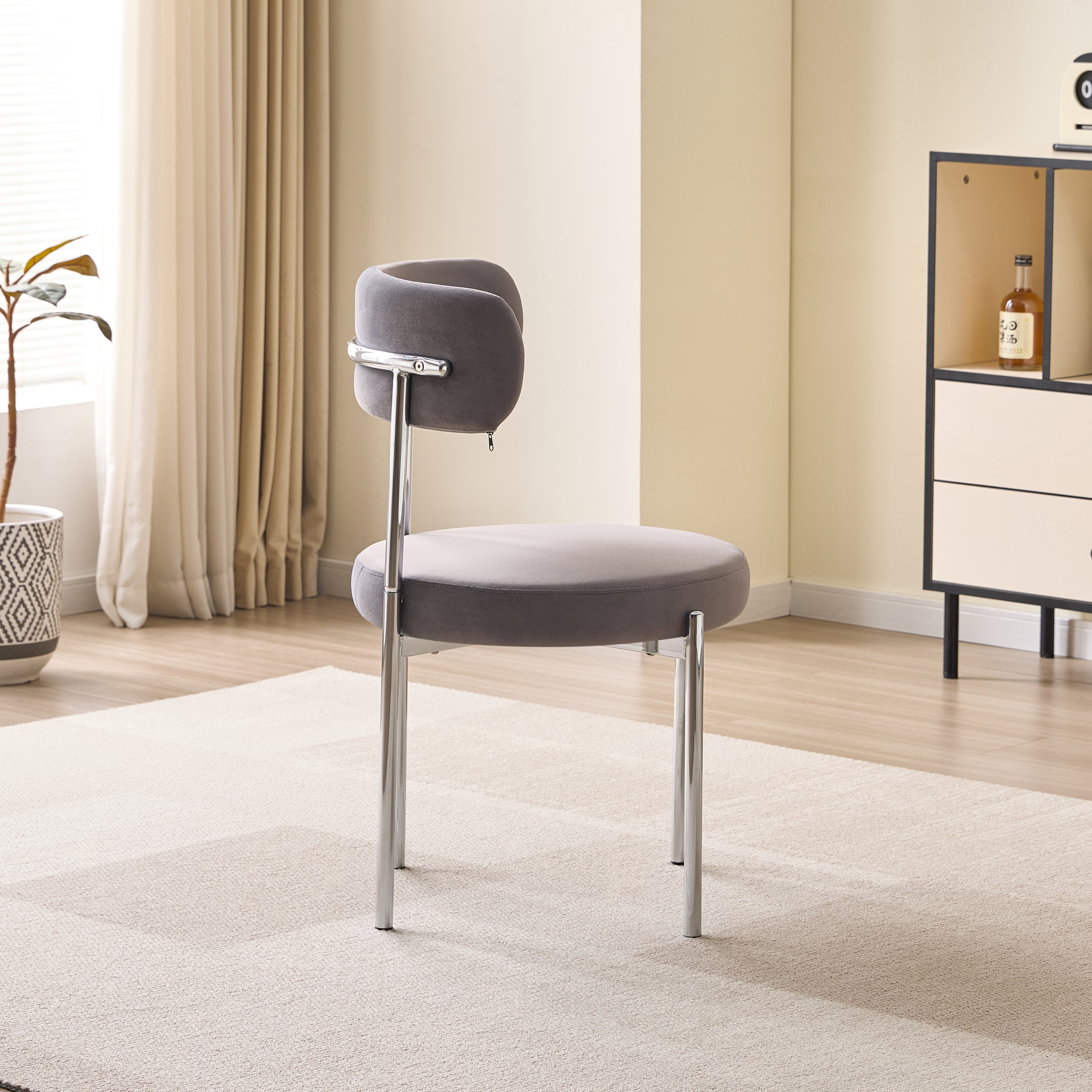 LUXE DINING SET -VELVET-LIGHT GREY Chair-SILVER