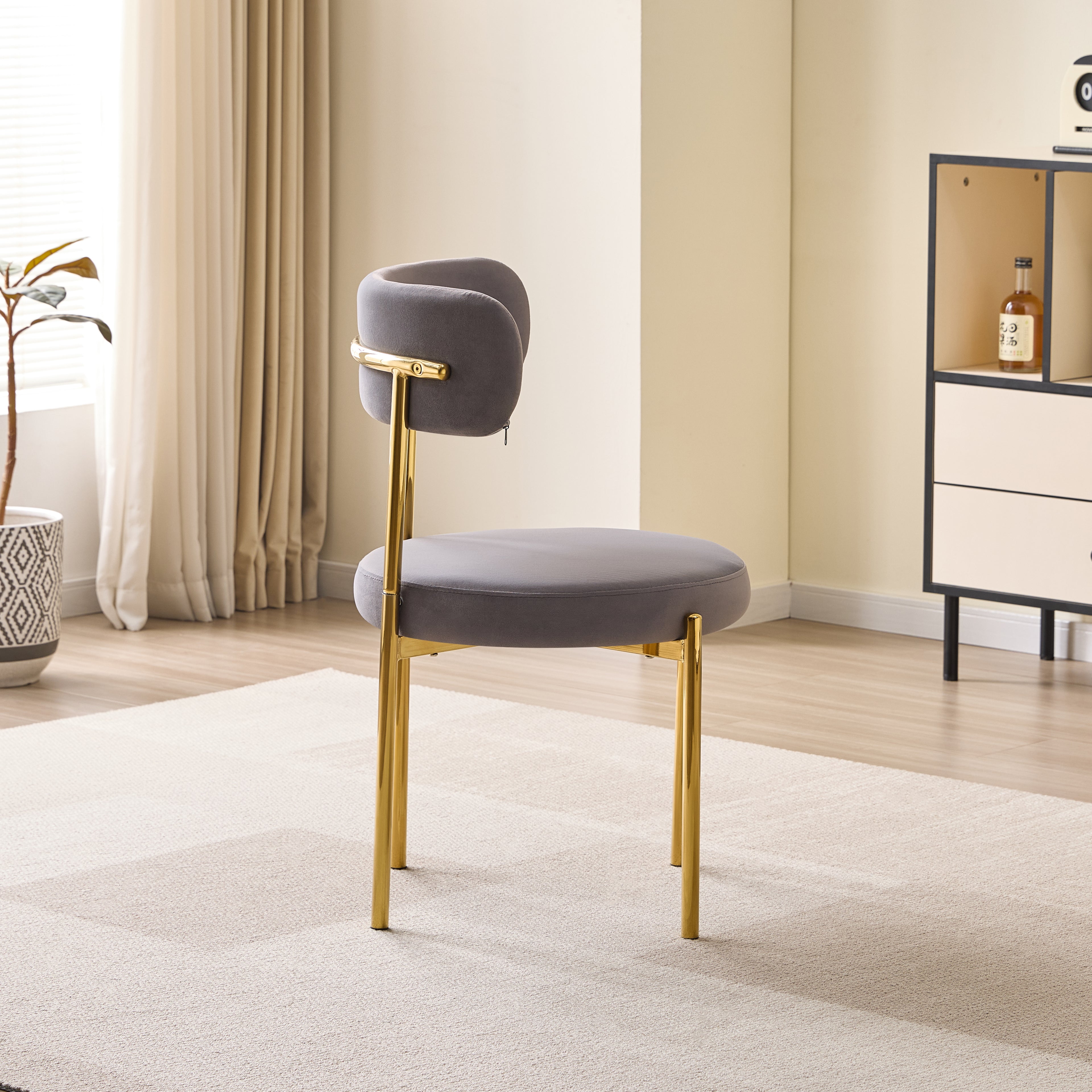 LUXE DINING SET-DARK GREY-GOLD