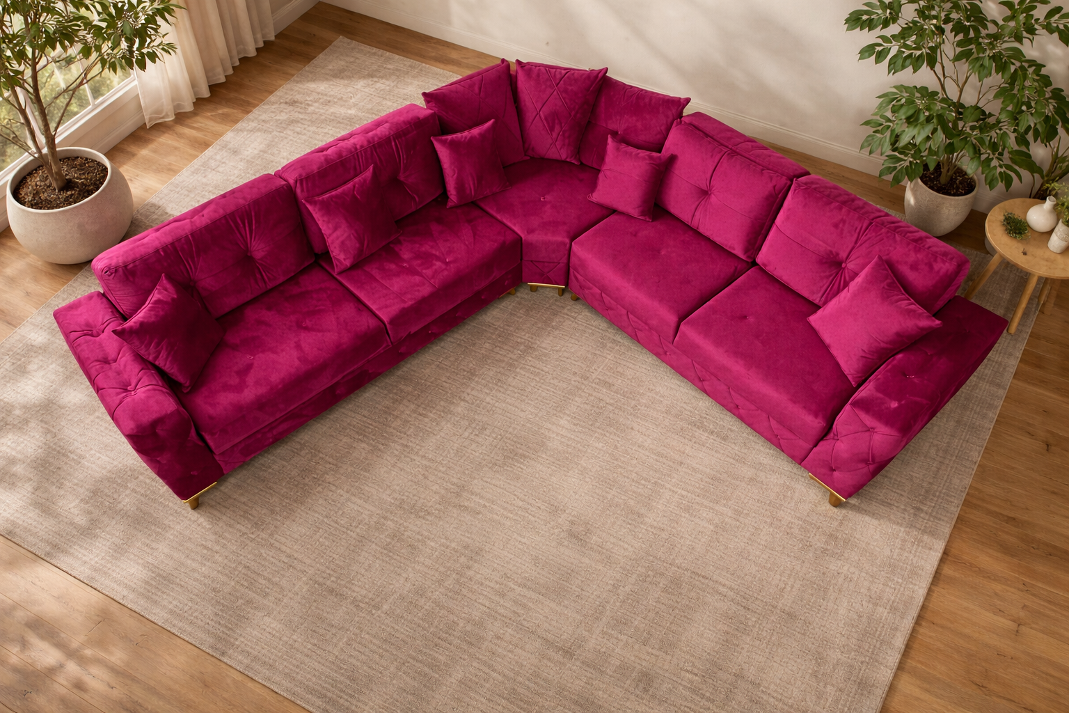 Lovely Corner Sofa- Velvet Corner Sofa Bed With Storage