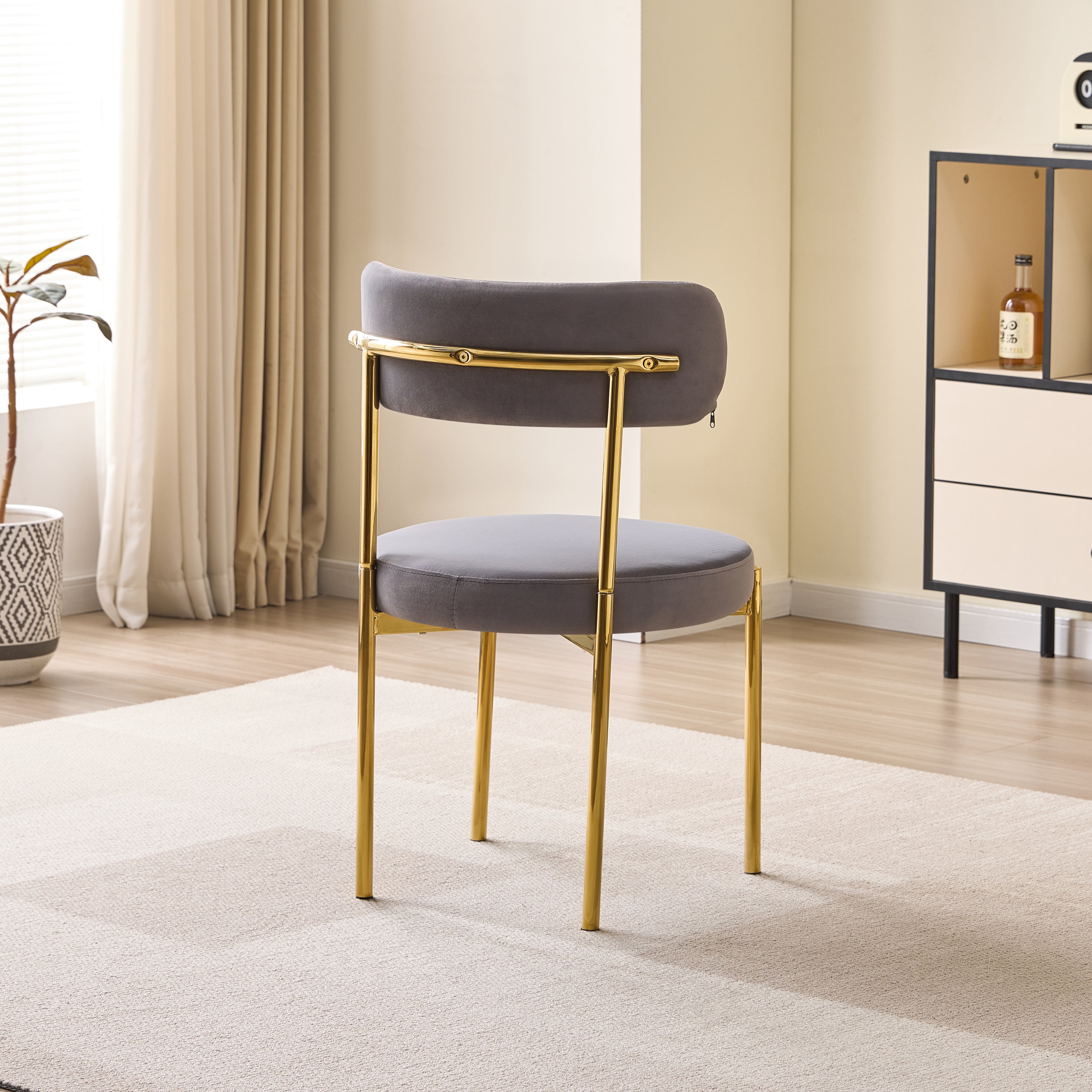 LUXE DINING SET-VELVET-LIGHT GREY-GOLD