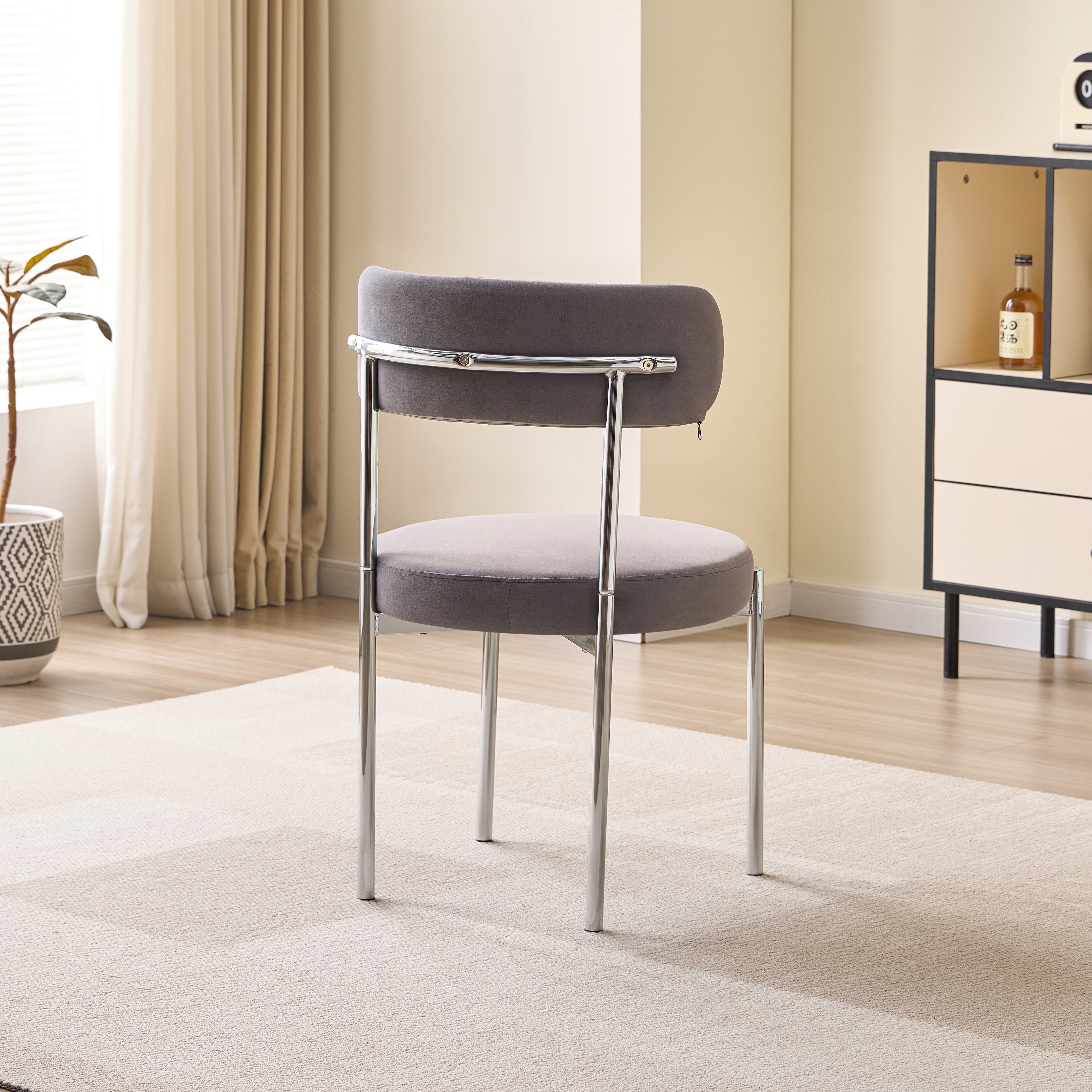 LUXE DINING SET -VELVET-LIGHT GREY Chair-SILVER