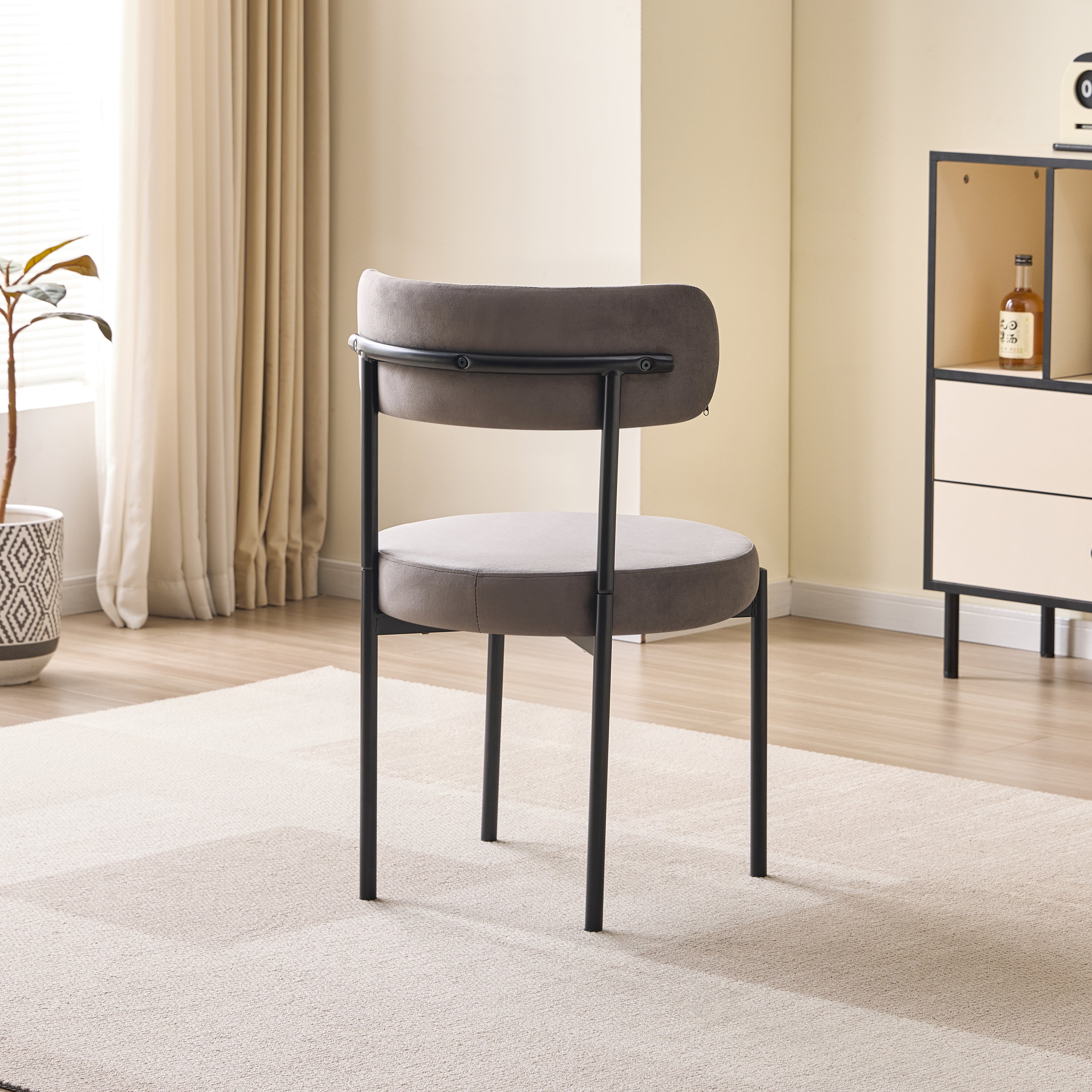LUXE DINING set-VELVET - DARK GREY-BLACK