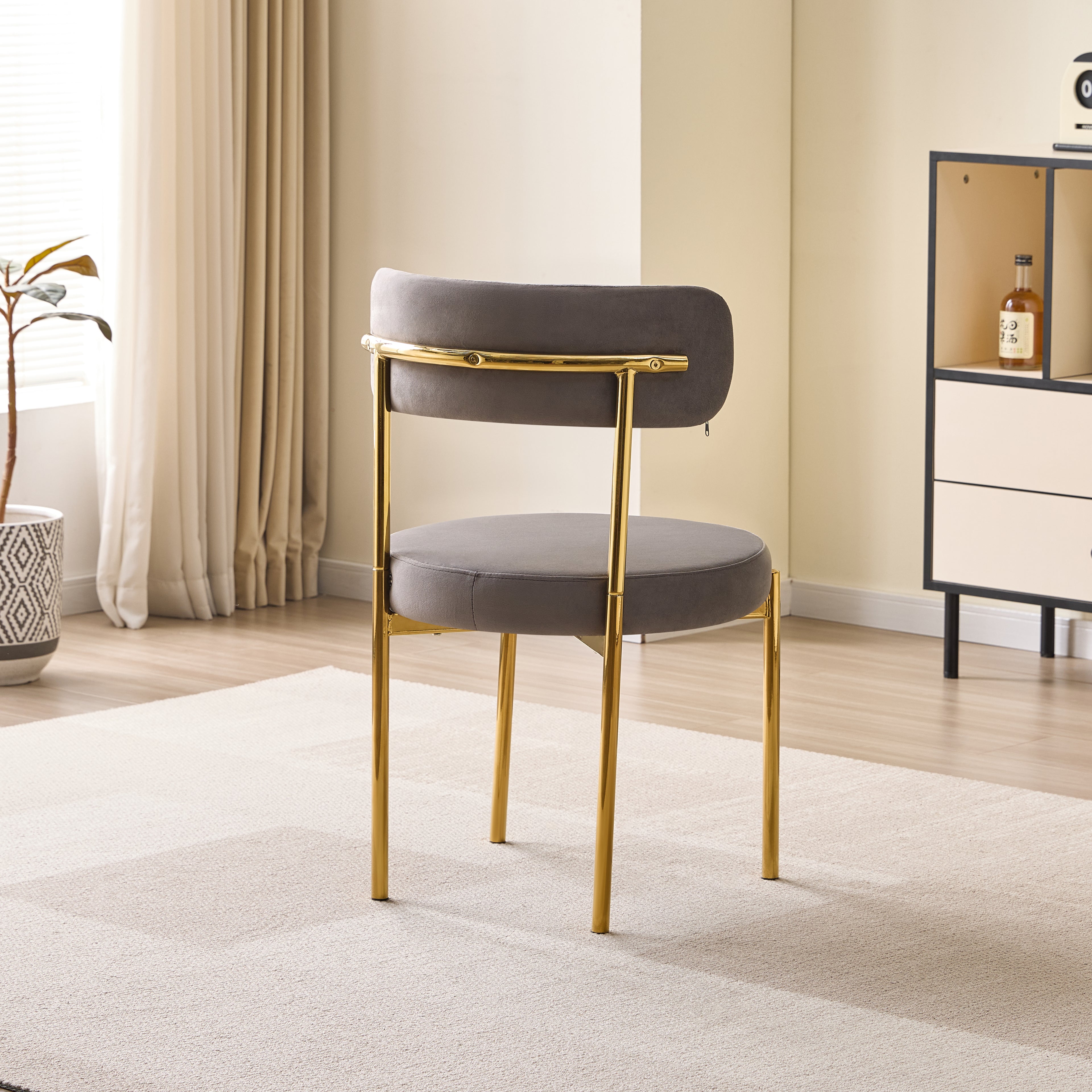 LUXE DINING SET-VELVET-LIGHT GREY-GOLD