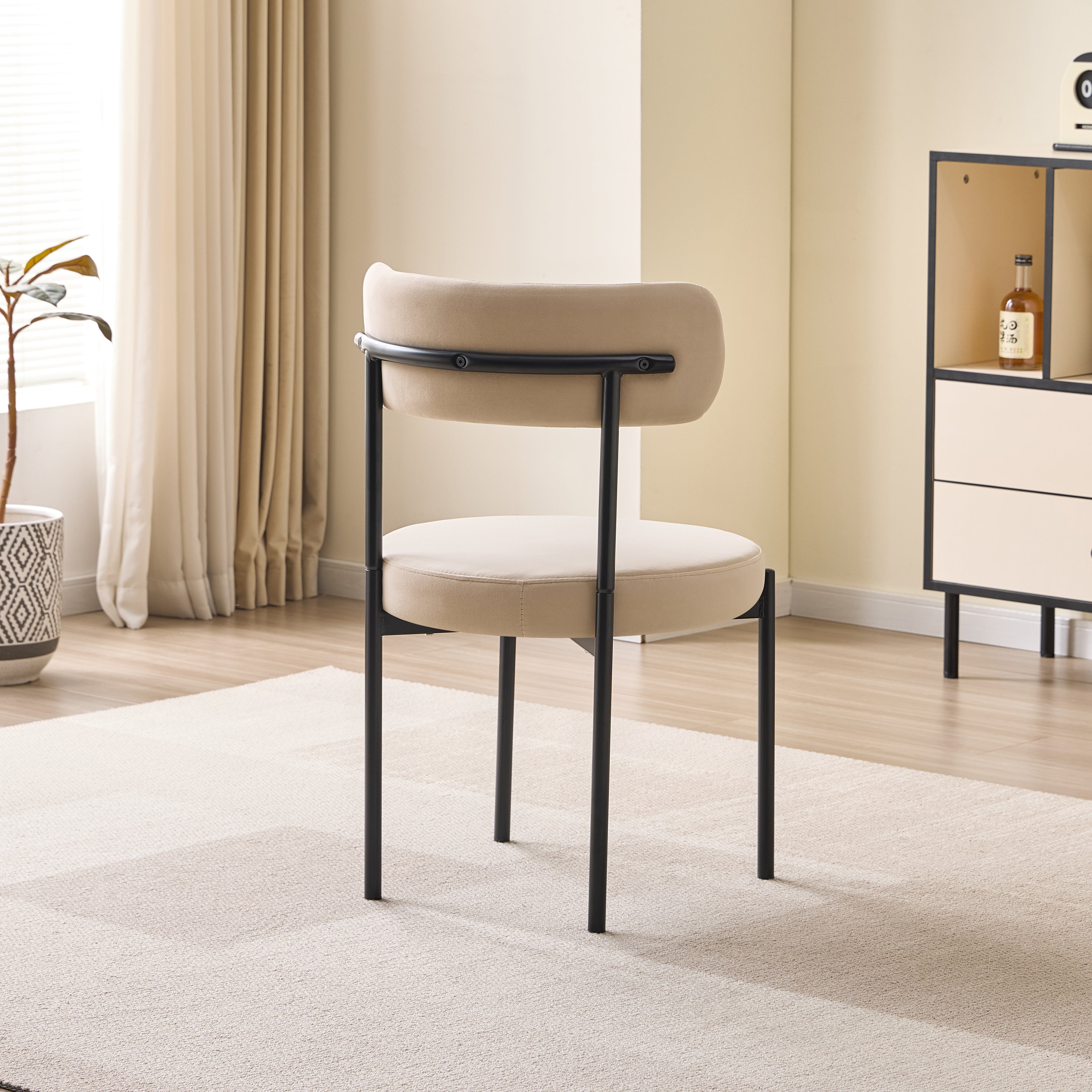 LUXE DINING CHAIR-VELVET-BEIGE-BLACK