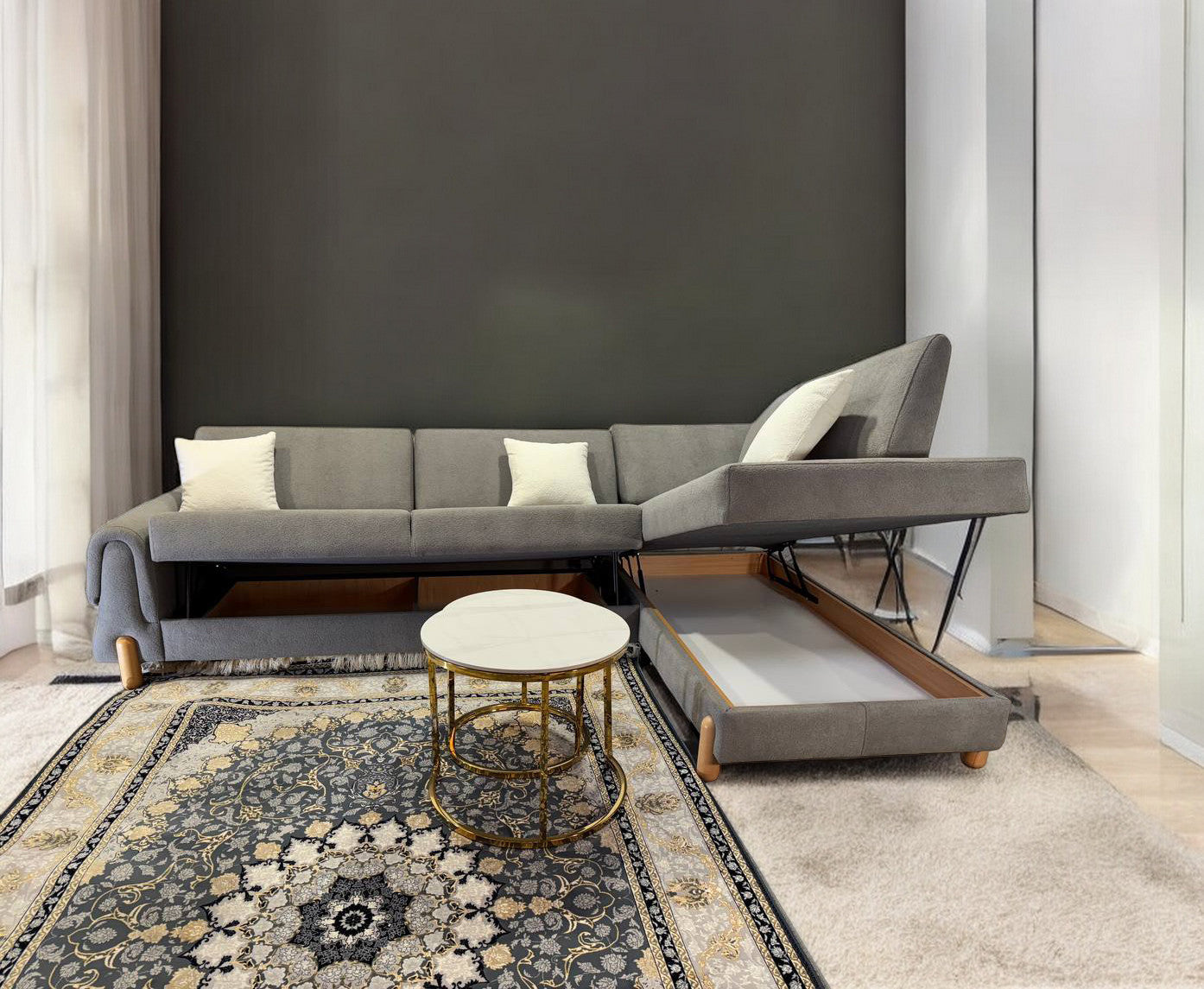 Lavender Corner Sofa bed storage