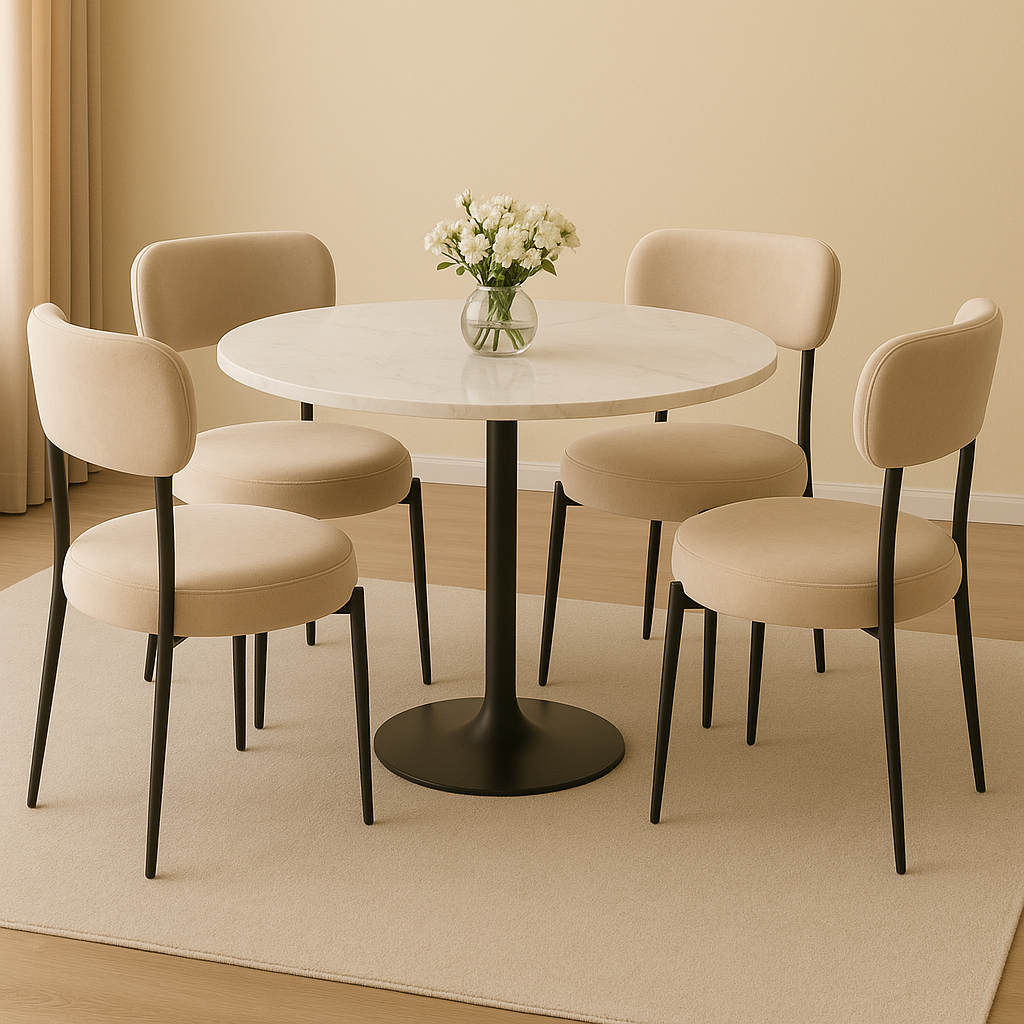 LUXE DINING CHAIR-VELVET-BEIGE-BLACK
