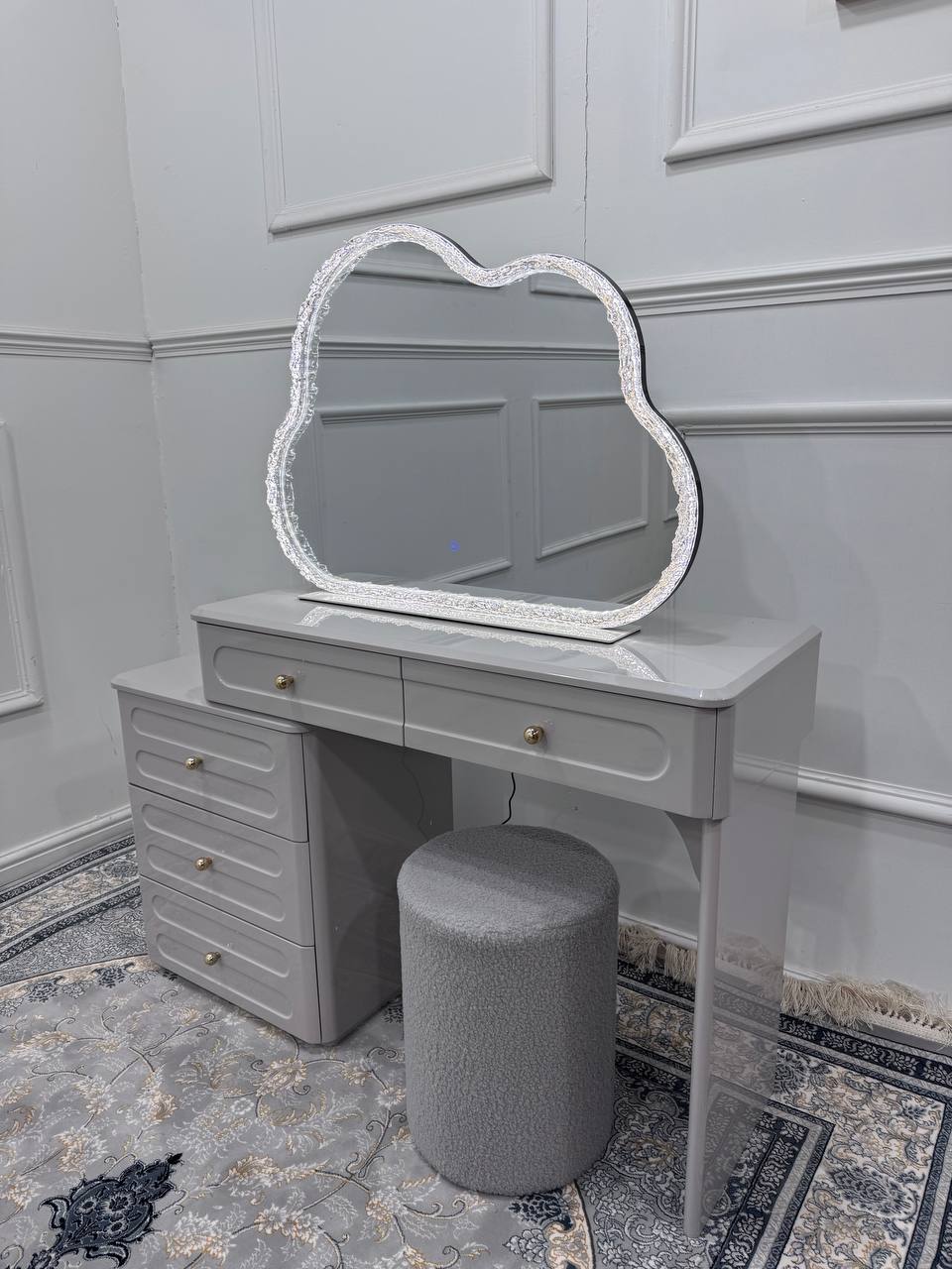 Elan Luxury Dressing Table with LED Mirror & Stool