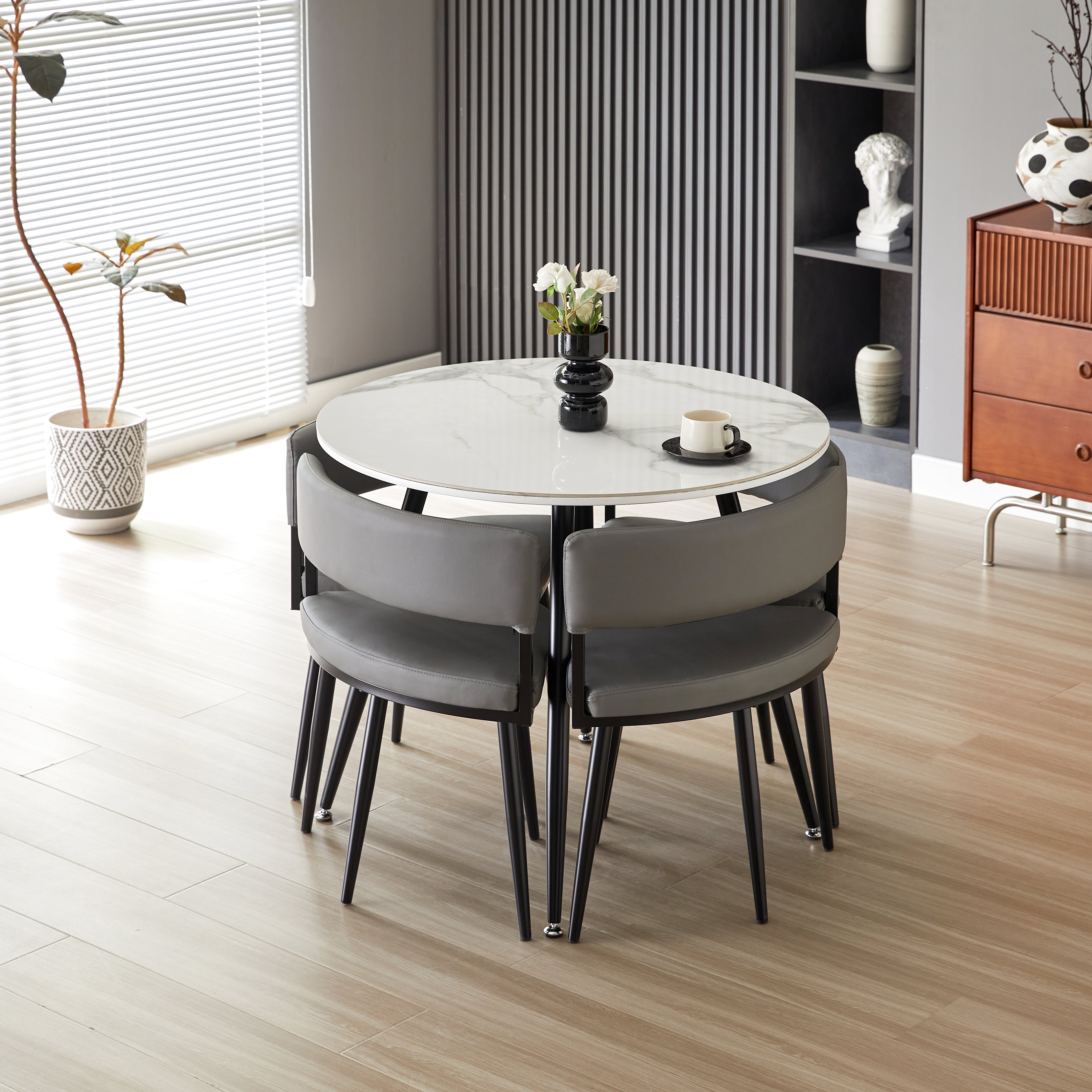 Oliver Nesting Dining Table set Round – Q&P Furniture