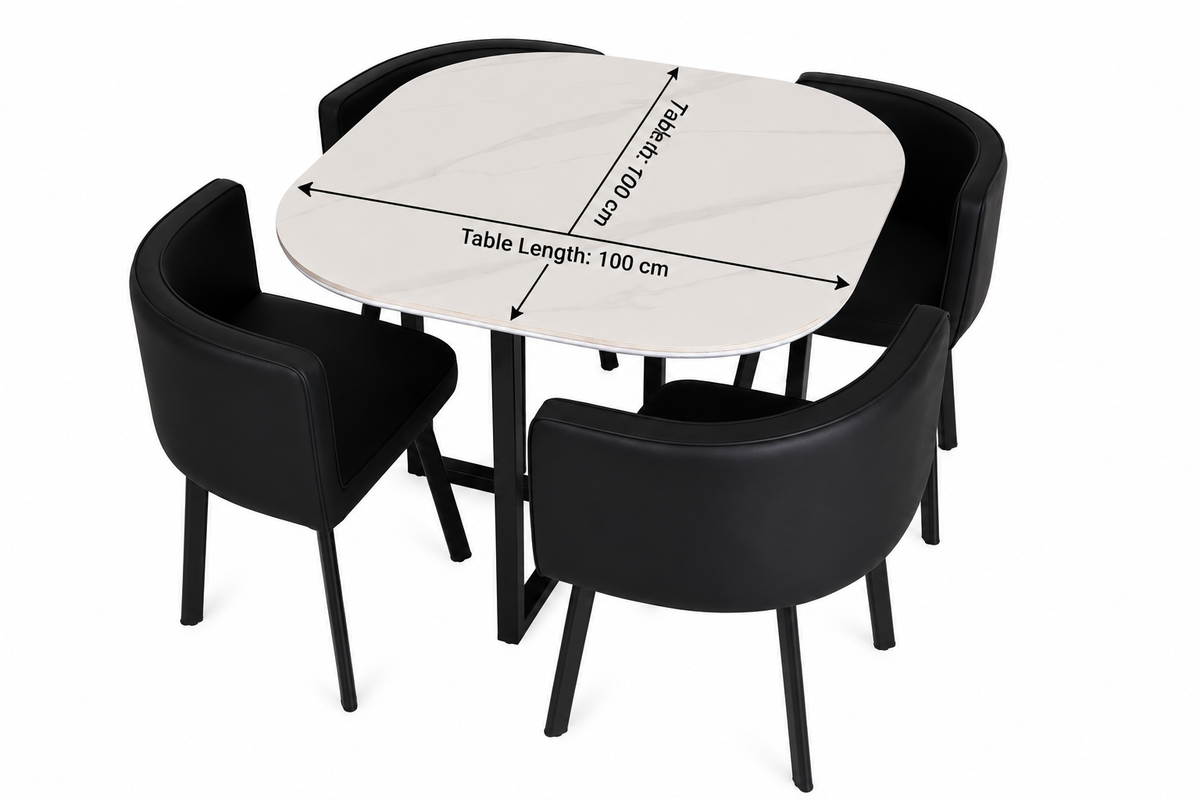 Oliver Nesting Dining Table set Square Black Chairs Q&P Furniture