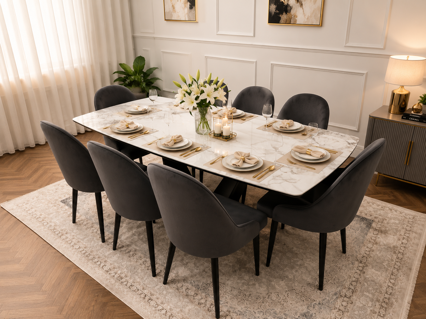 LUMIA EXTEND DINING SET WITH CLARA CHAIRS – BLACK LEGS
