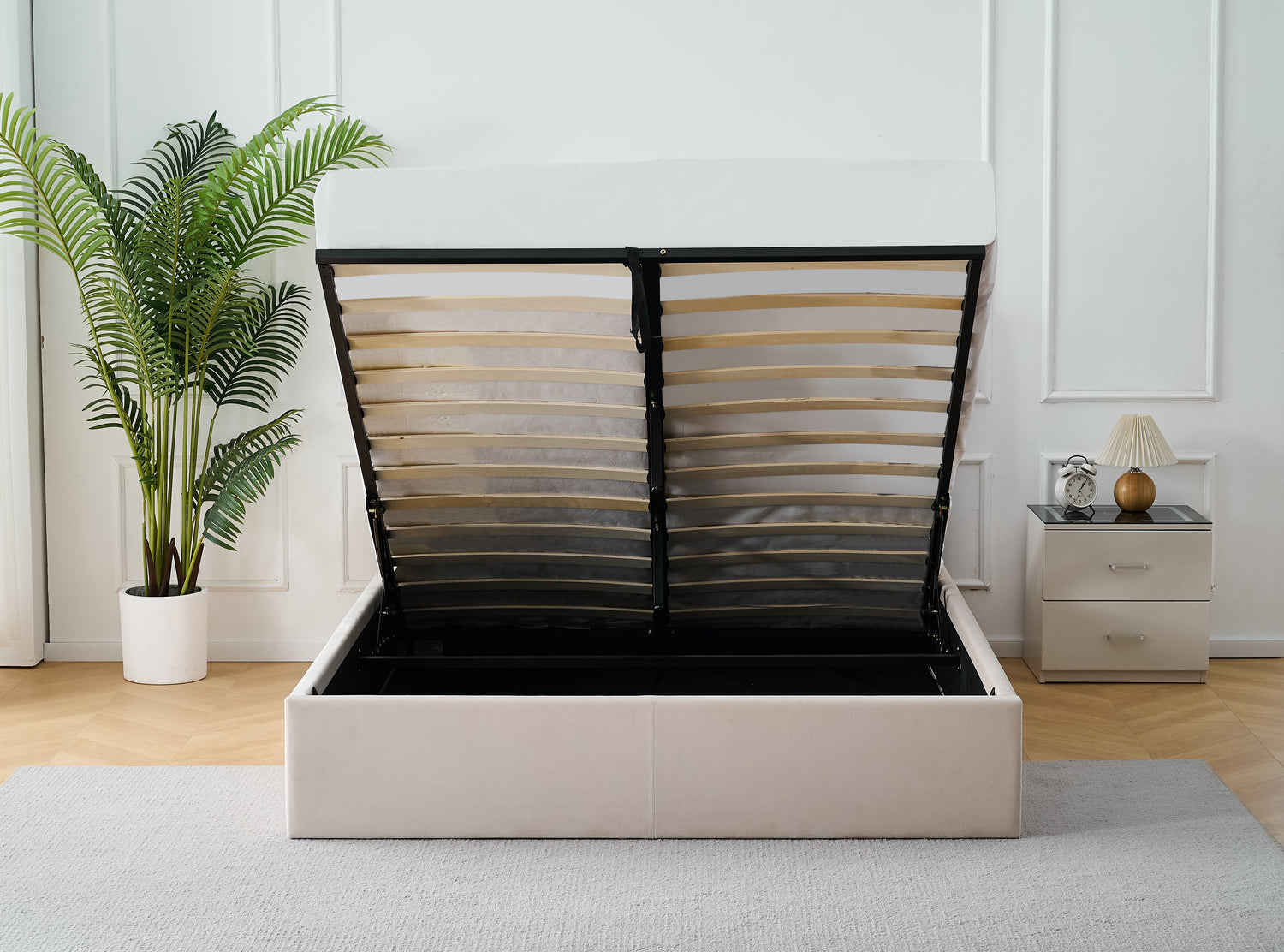 Q&P Furniture Crown Bed with Storage,
Crown bed with storage solutions,
Luxury bed with built-in storage,
Space-saving storage bed,
Elegant storage bed for modern bedrooms