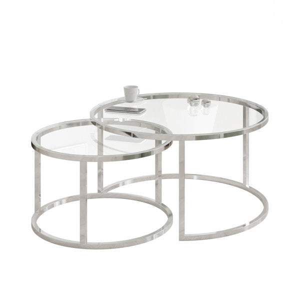 NOVA COFFE TABLE-SILVER GLASS