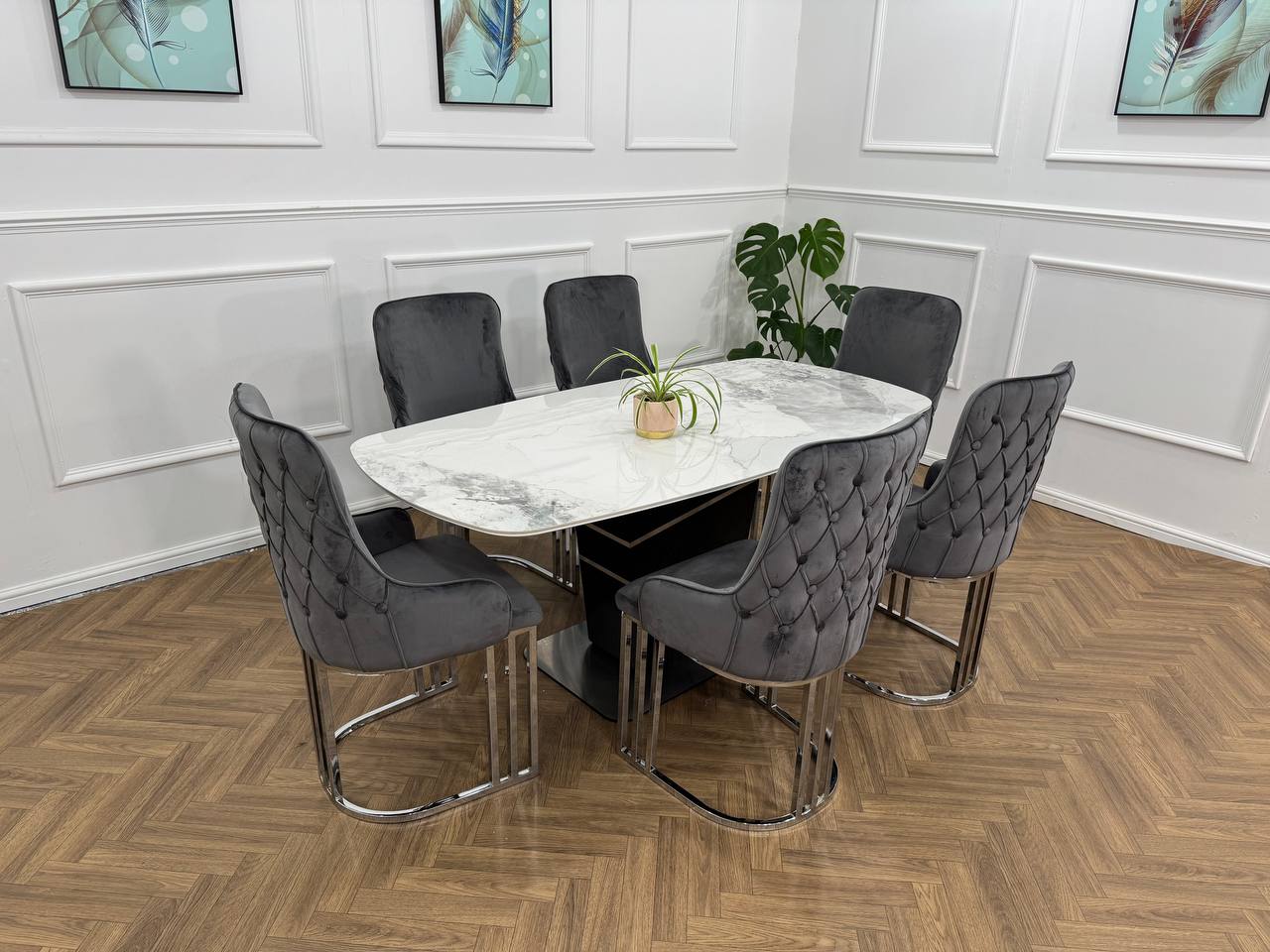 King Marble Dining Table Oval