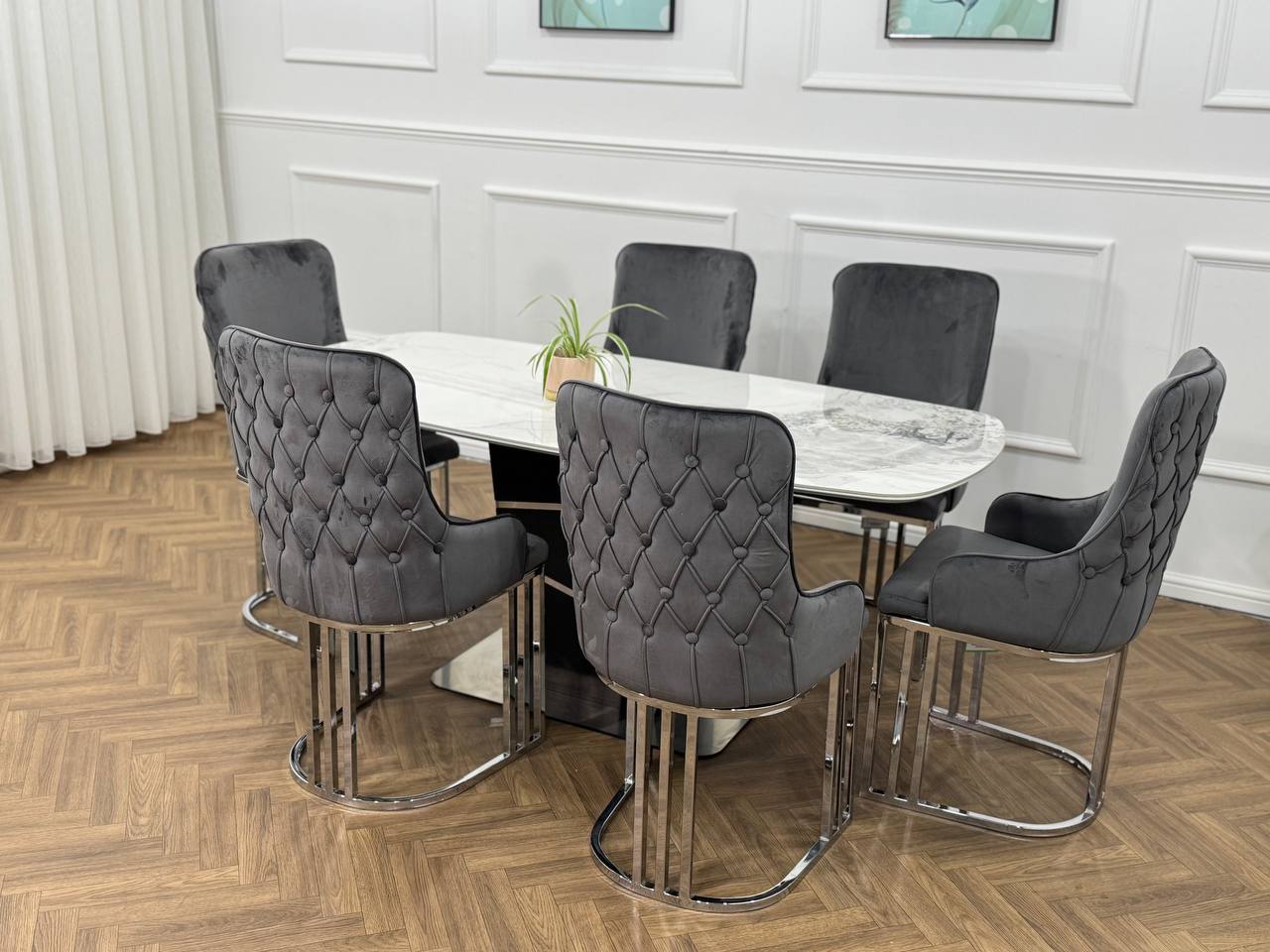 King Marble Dining Table Oval