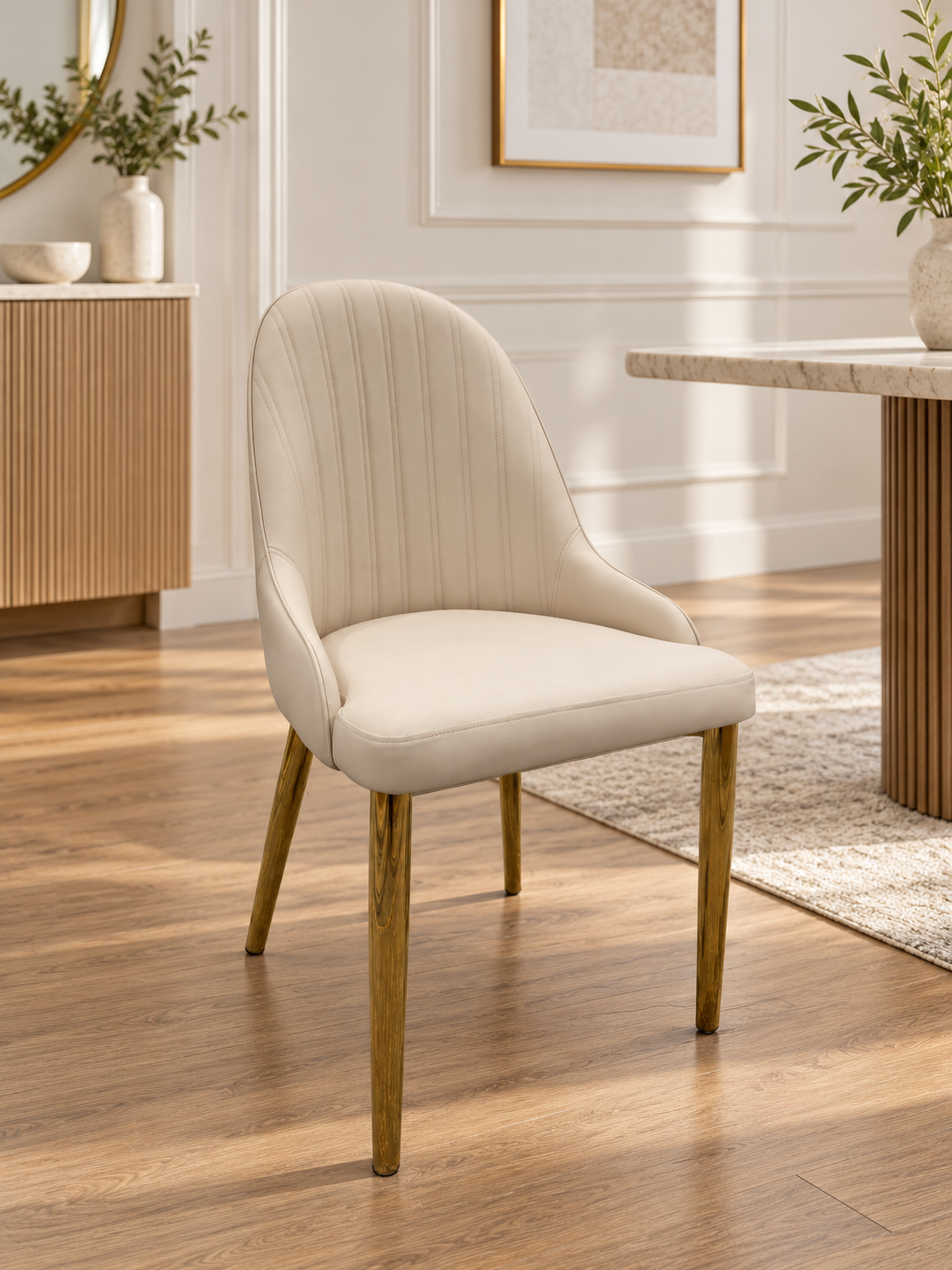 Elara Luxury Extendable Marble-Effect Dining Table Set