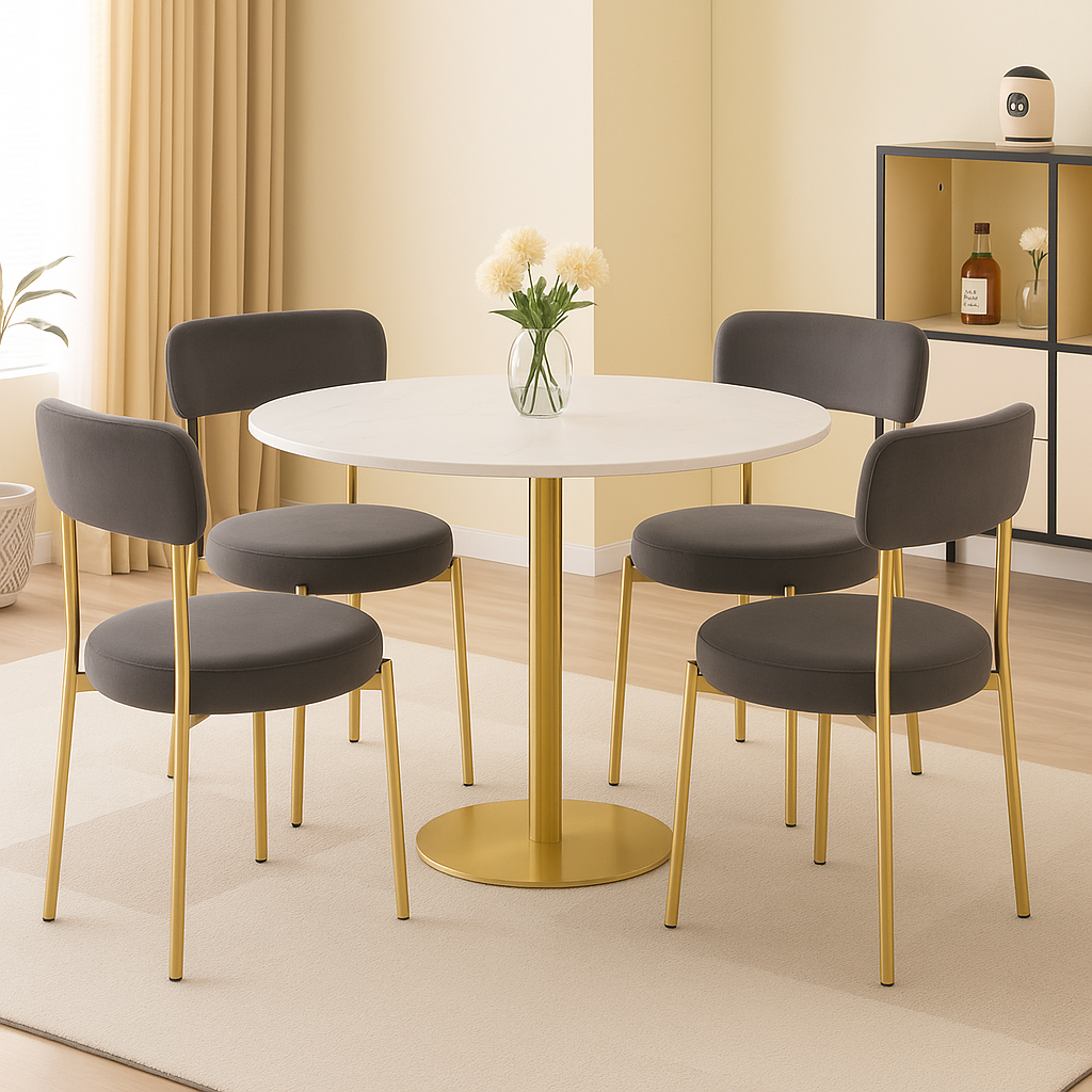 LUXE DINING SET-DARK GREY-GOLD