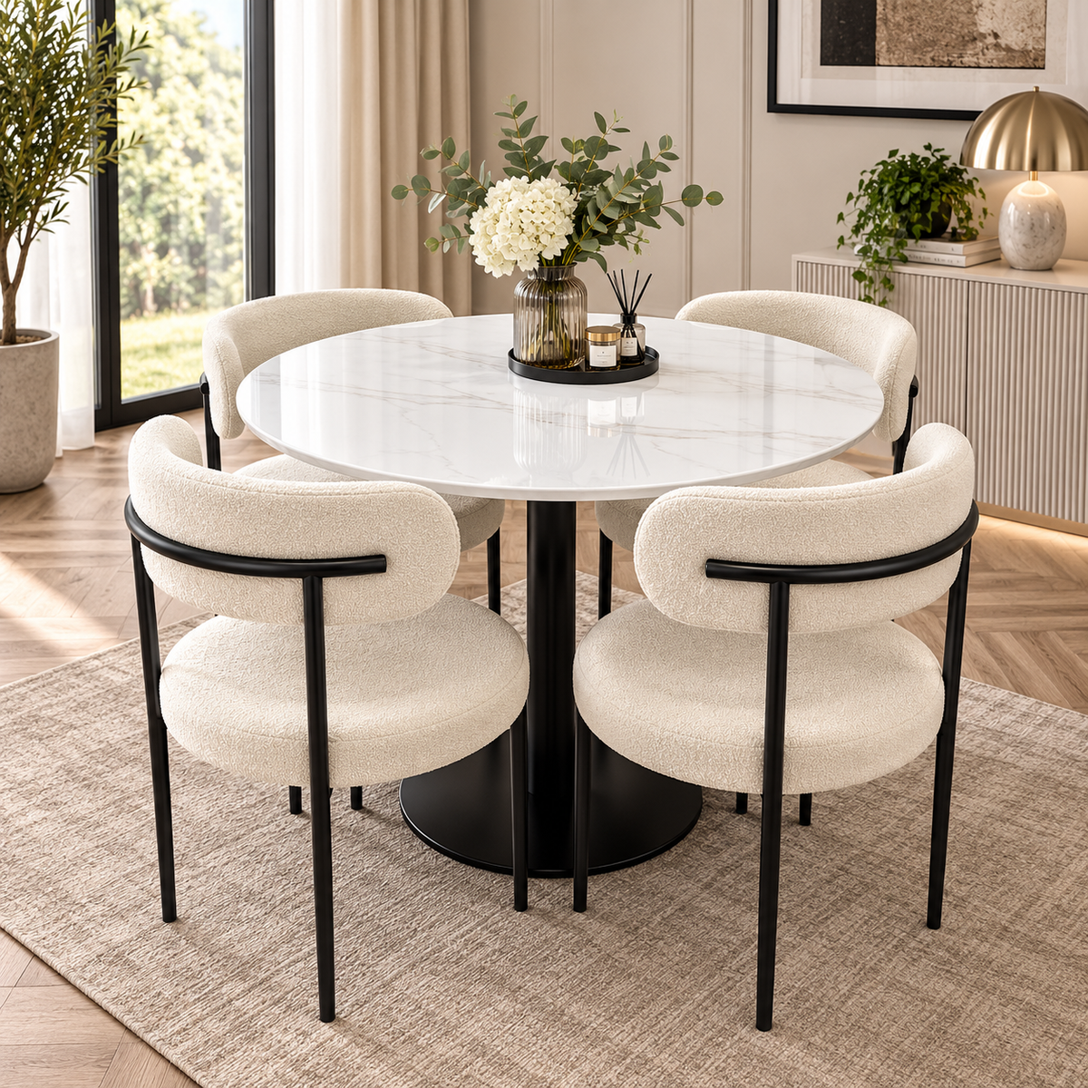 Gray Luxe Teddy Dining Chair – Black