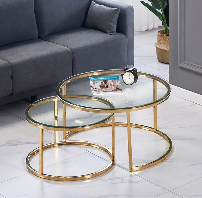 Nova coffe table - GOLD -Glass