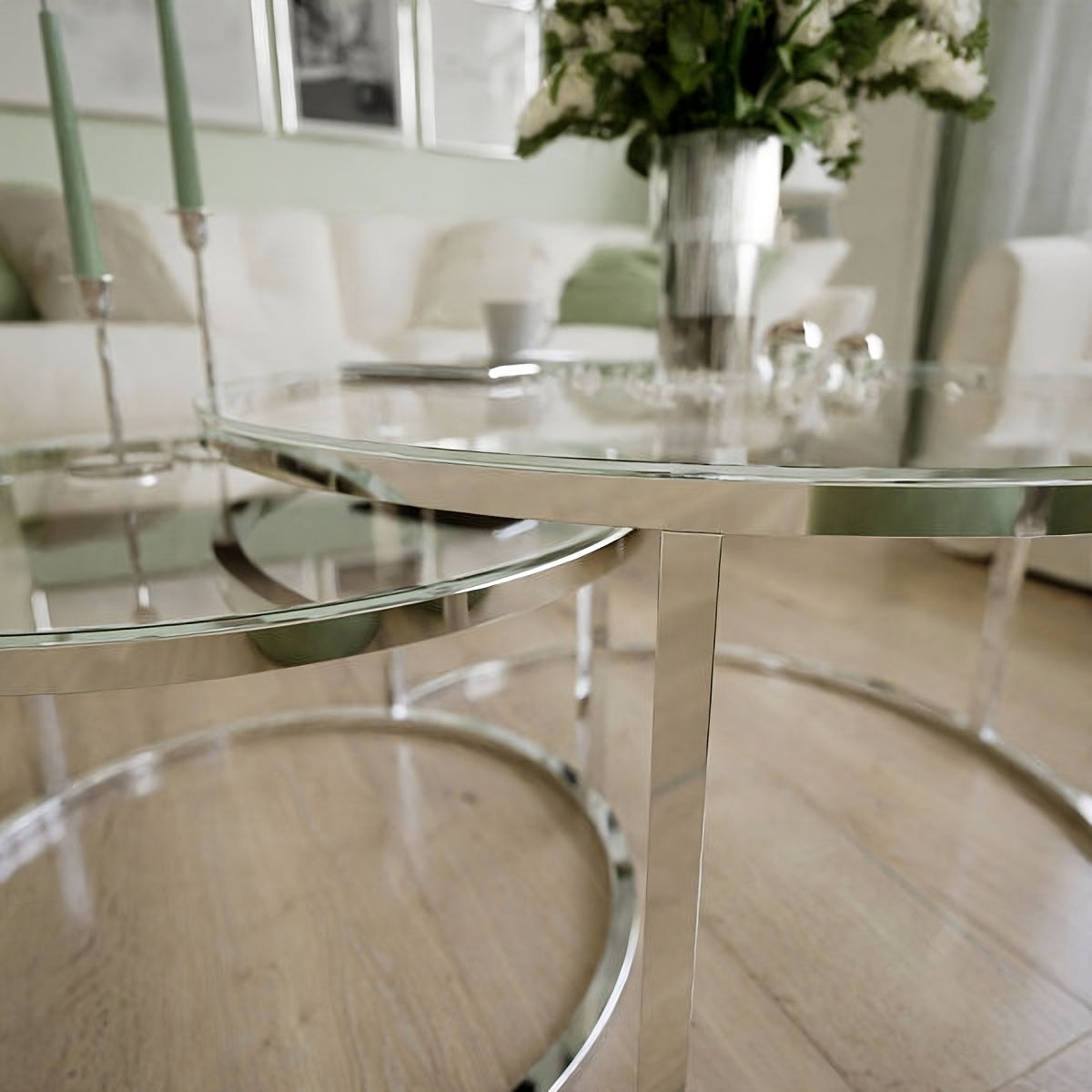 NOVA COFFE TABLE-SILVER GLASS
