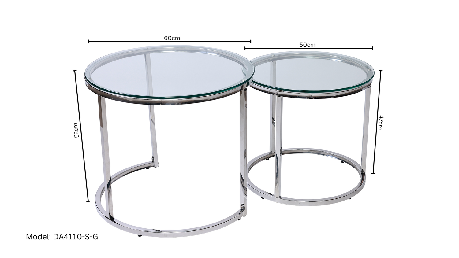 HALO COFFE TABLE SET-GLASS SILVER