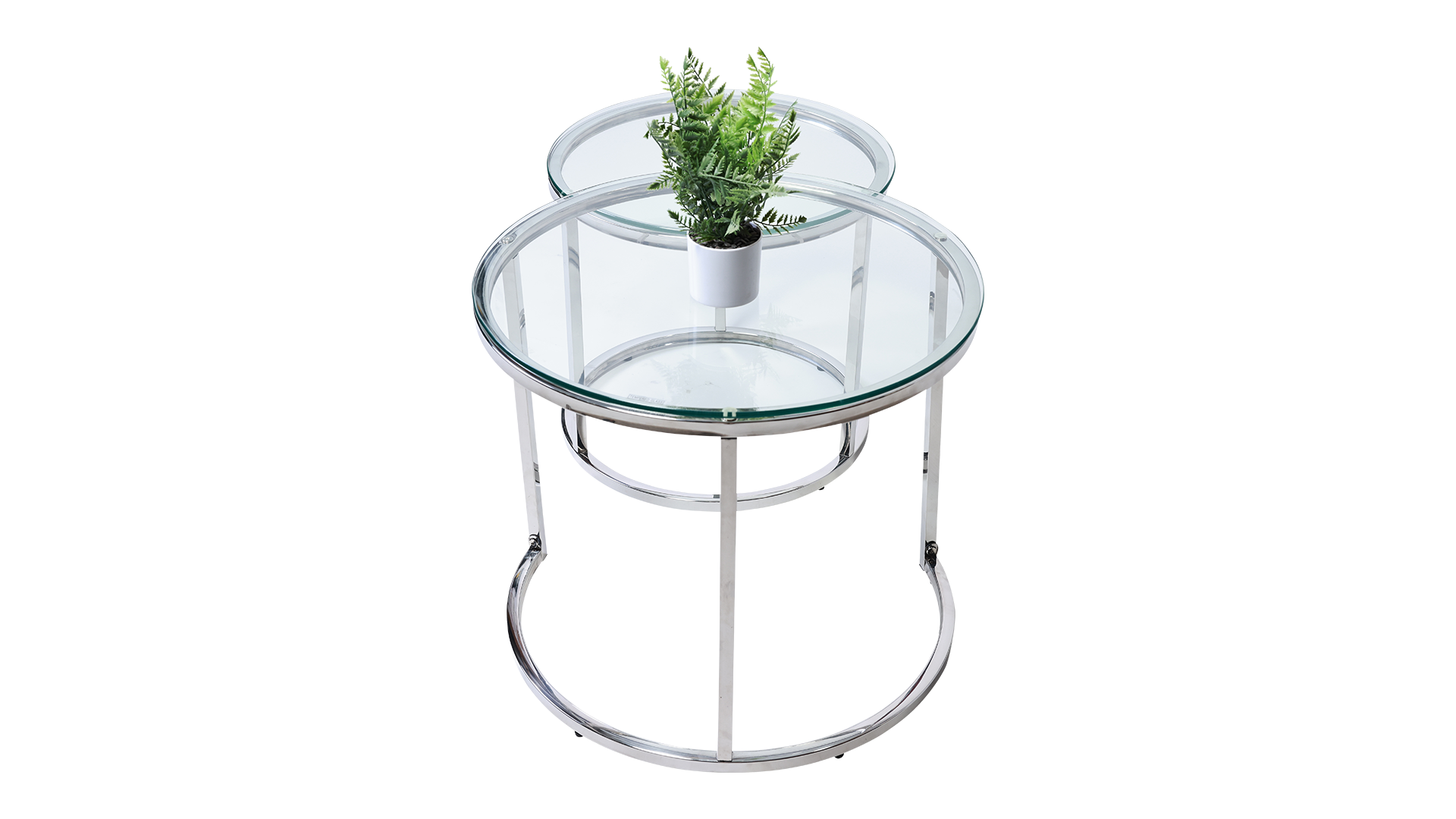 HALO COFFE TABLE SET-GLASS SILVER