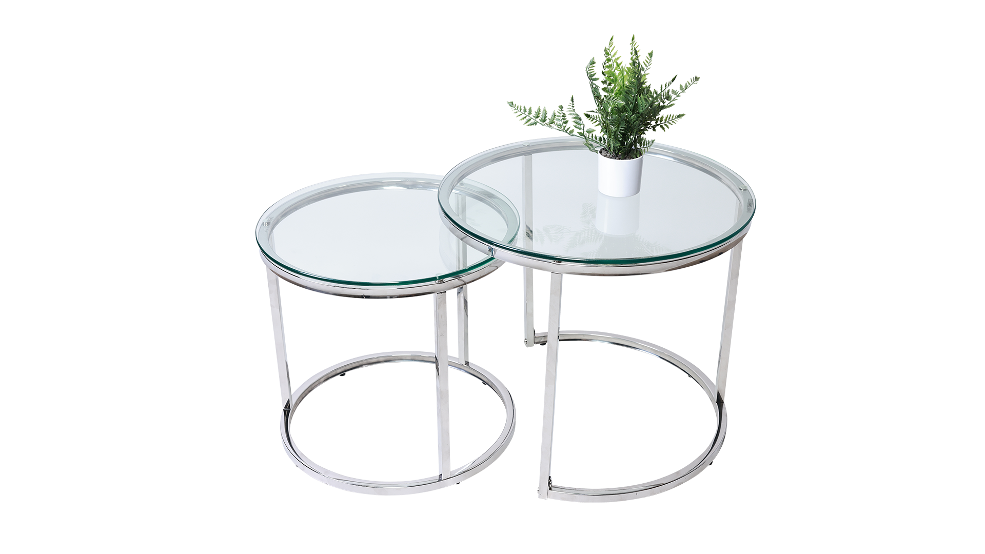 HALO COFFE TABLE SET-GLASS SILVER