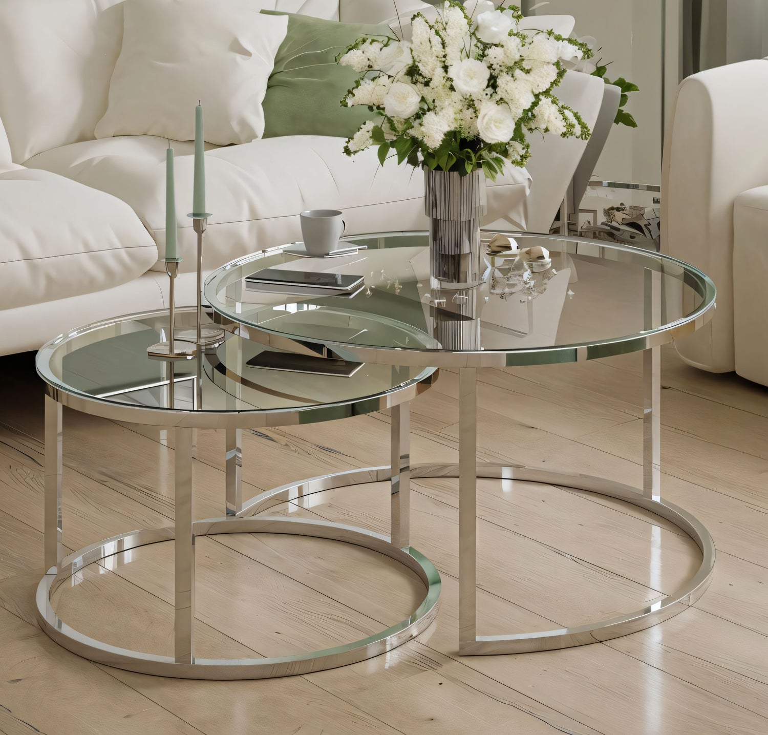 NOVA COFFE TABLE-SILVER GLASS