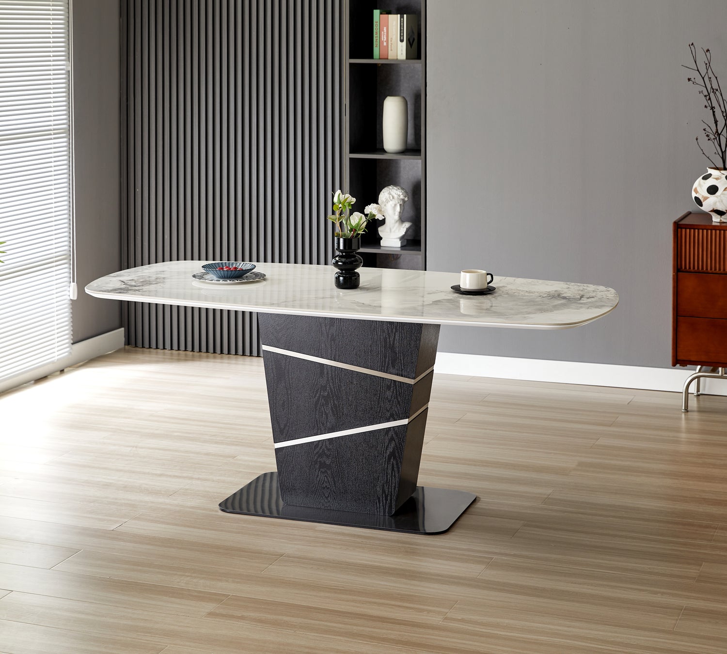 King Marble Dining Table Oval