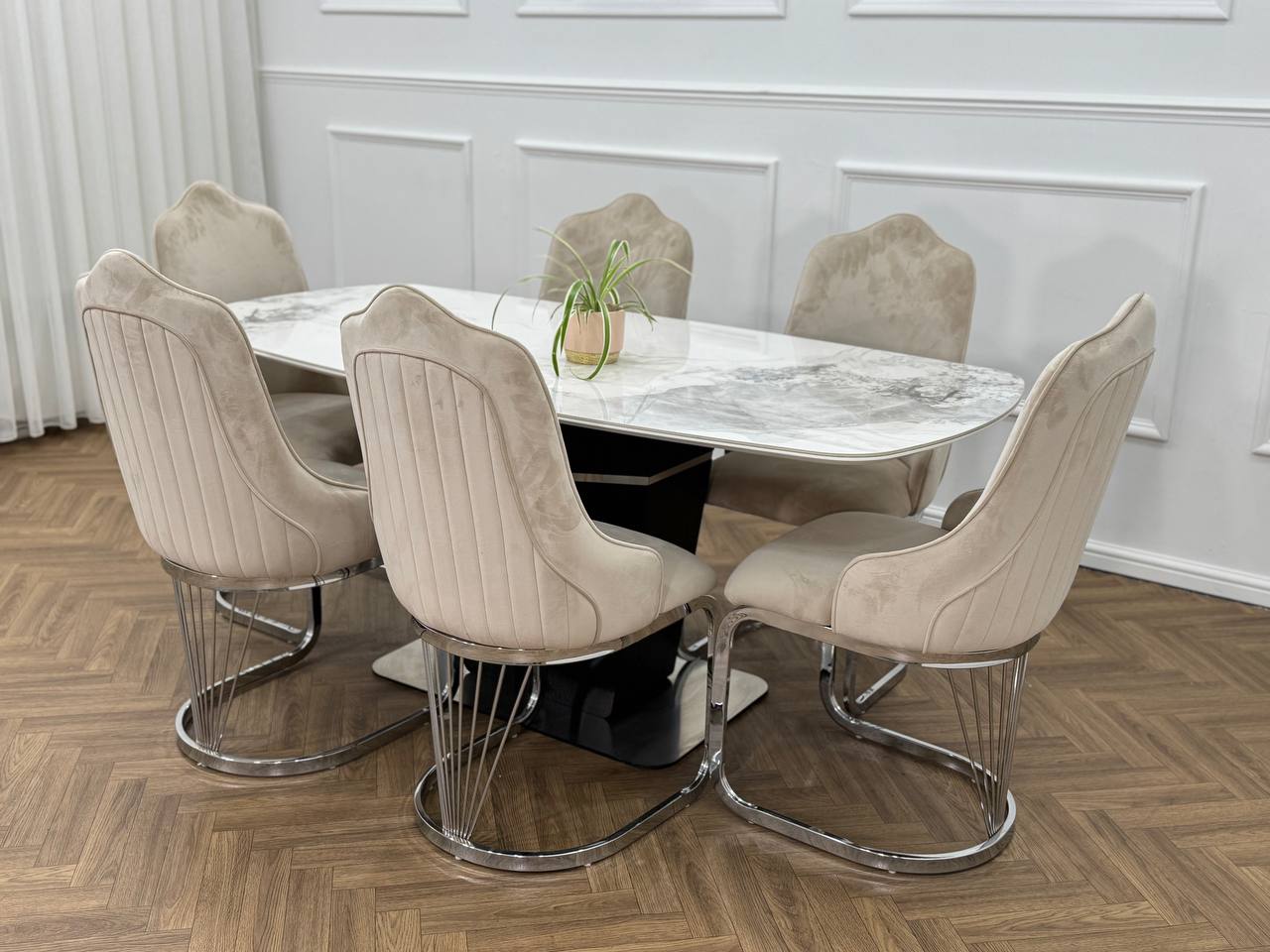 King Marble Dining Table Oval