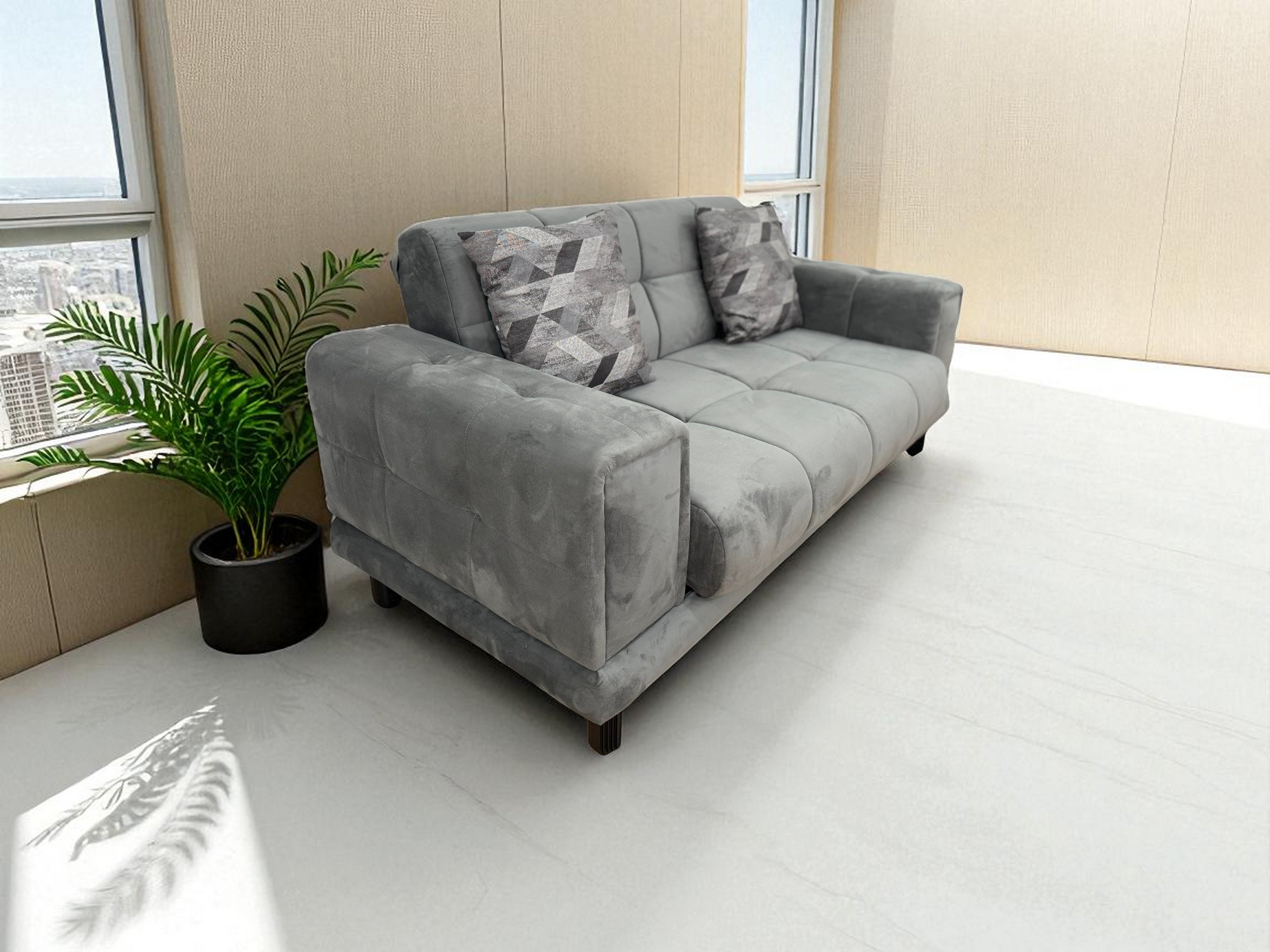 FLORA SOFA SET-VELVET/COTTON