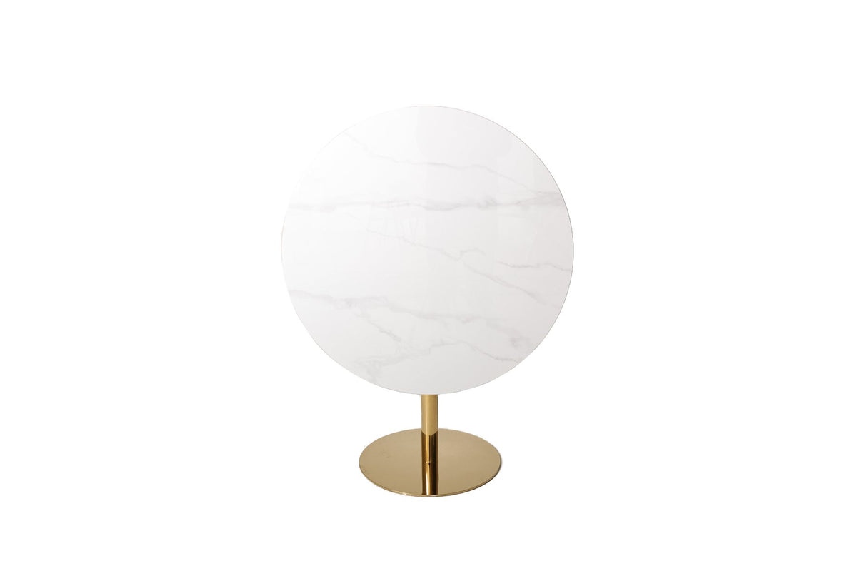 White Smoke Luxe Folding Round Dining Table – Silver Chrome, Gold Chrome & Matt Black