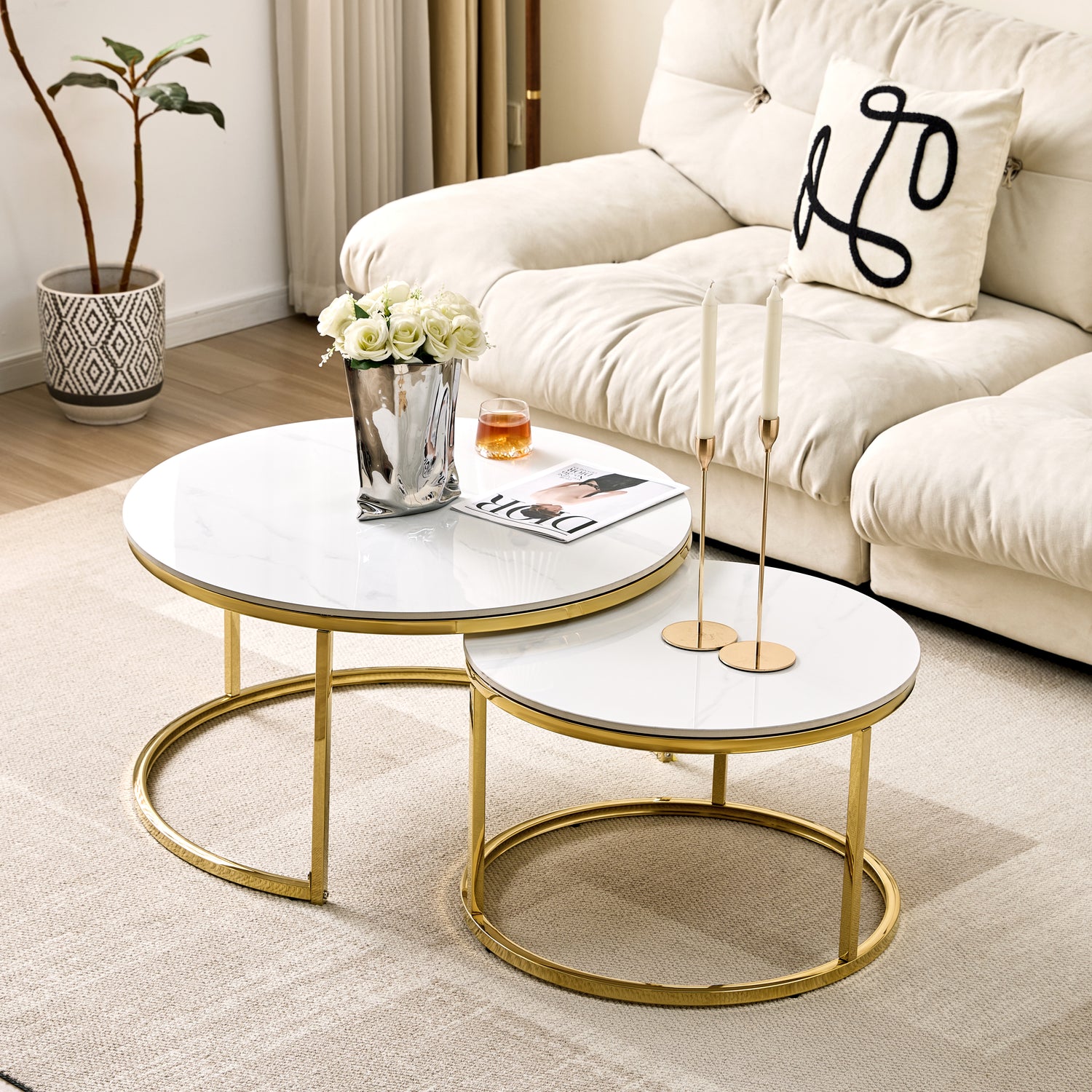 Nova Coffee Table Set-Gold Cermic