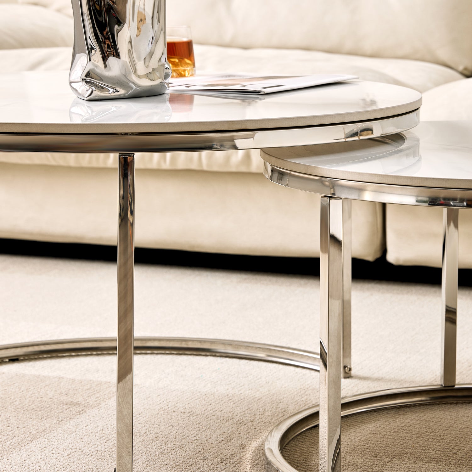 NOVA COFFEE TABLE-SILVER CERMIC