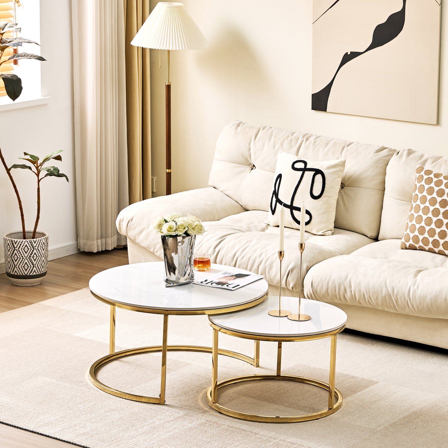Nova Coffee Table Set-Gold Cermic