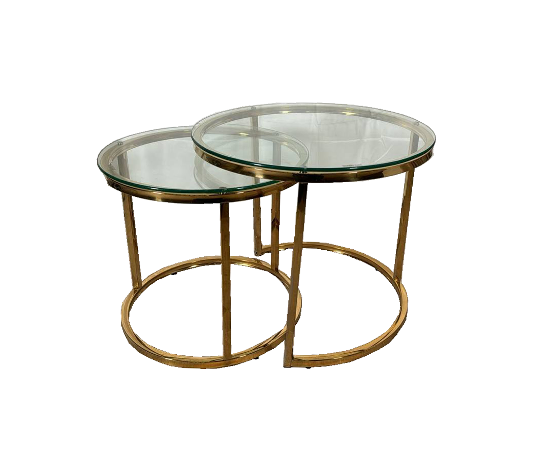 HALO COFFE TABL SET- GLASS GOLD