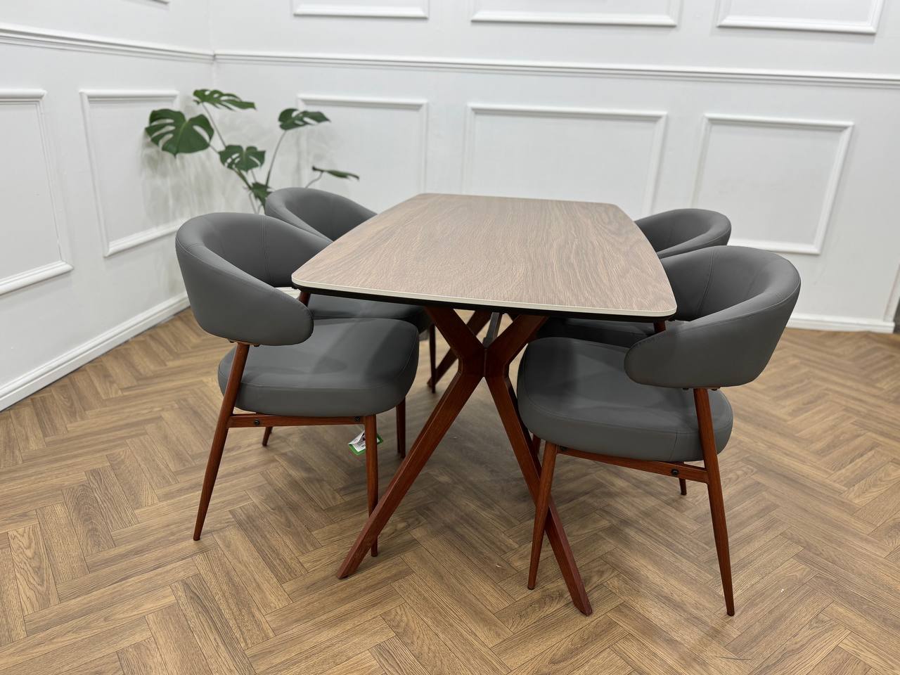 Zeno Dining Set-Dark Grey