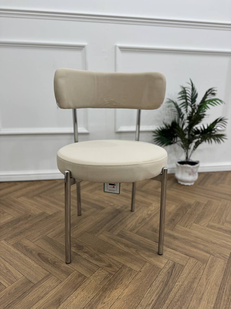 LUXE DINING SET-VELVET-BEIGE-SILVER
