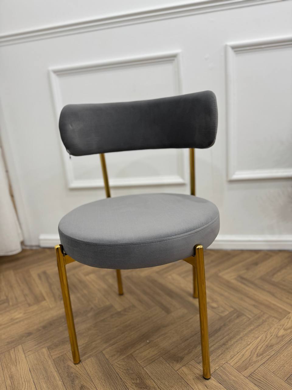 LUXE DINING SET-VELVET-LIGHT GREY-GOLD