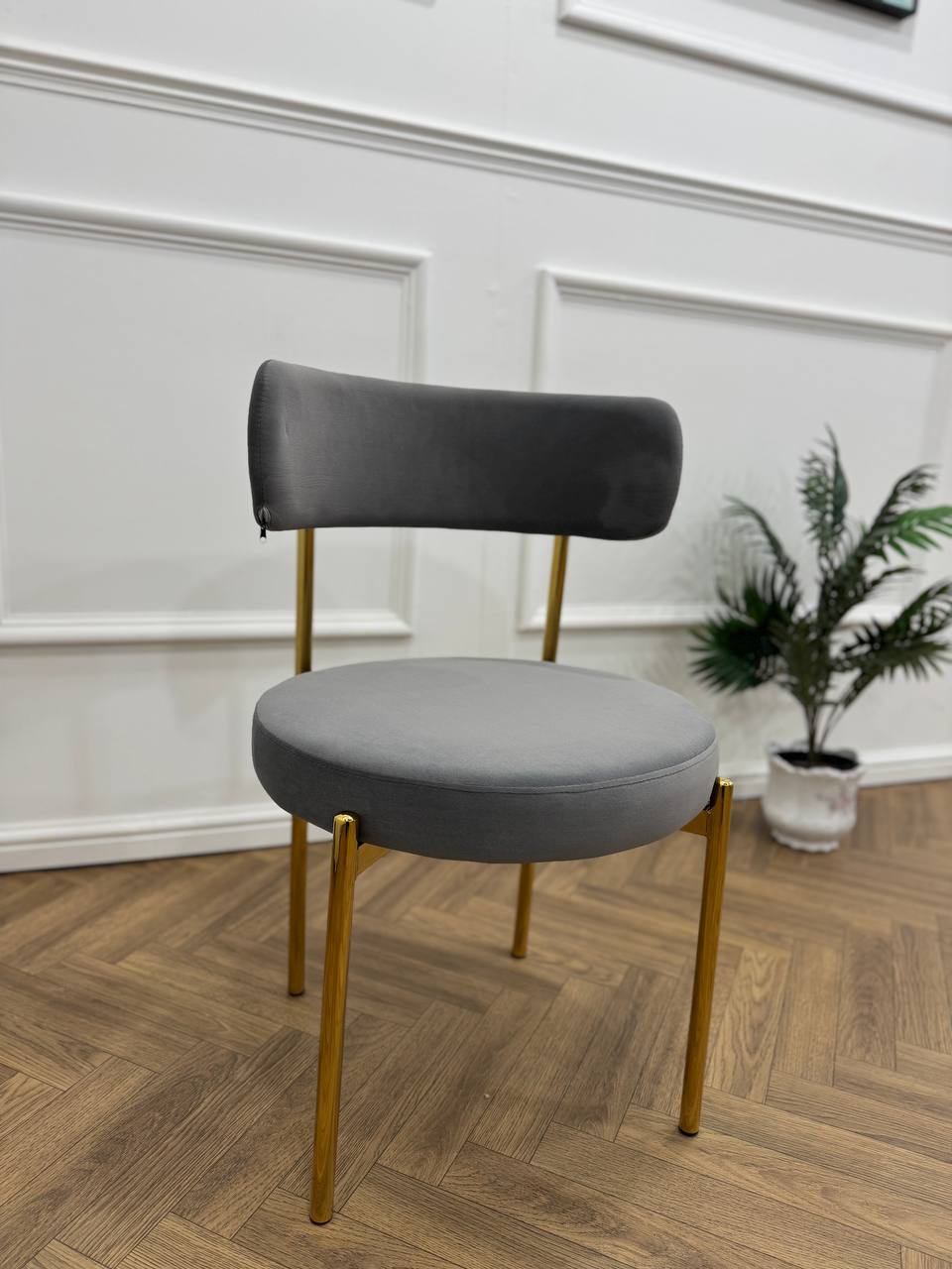 LUXE DINING SET-VELVET-LIGHT GREY-GOLD