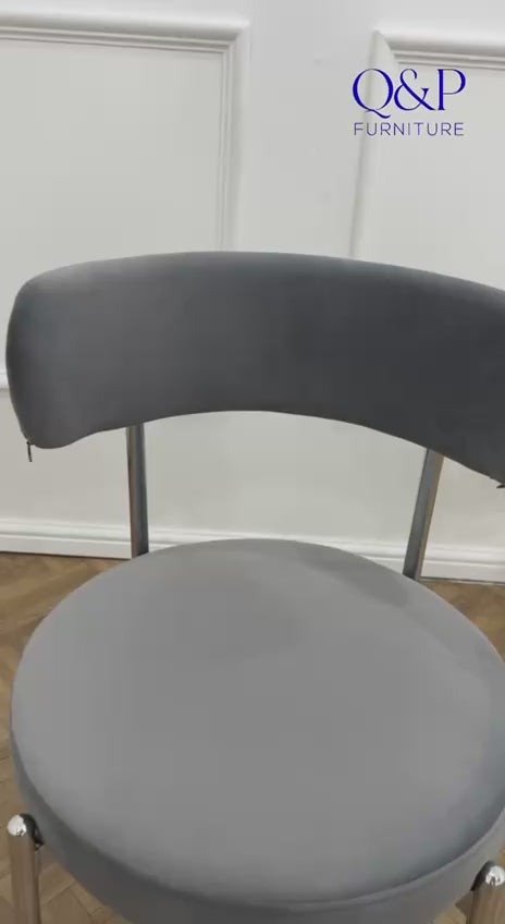 LUXE DINING SET -VELVET-LIGHT GREY Chair-SILVER